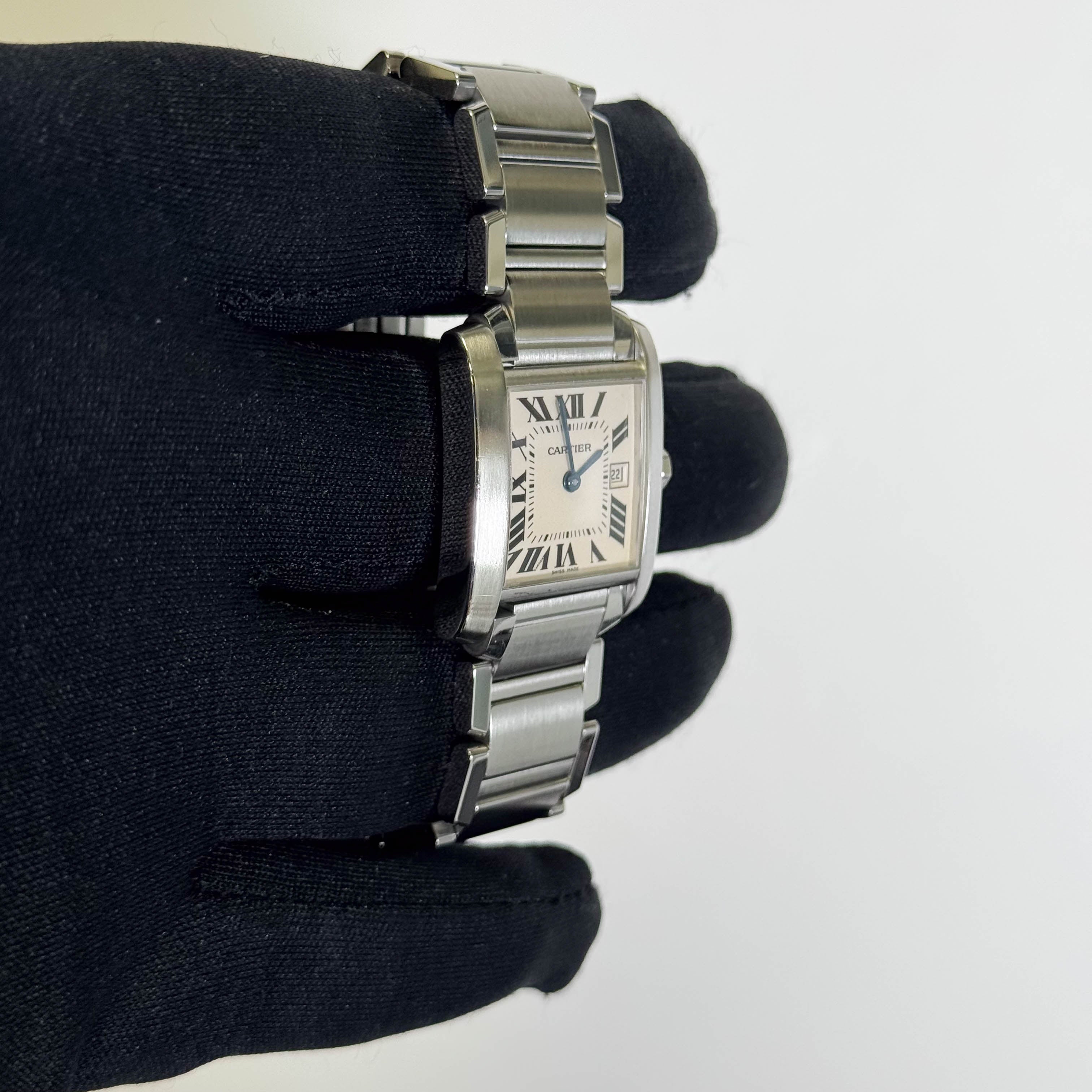 Cartier Tank Stainless Steel 25mm White Dial Watch Ref# W51011Q3 - Happy Jewelers Fine Jewelry Lifetime Warranty