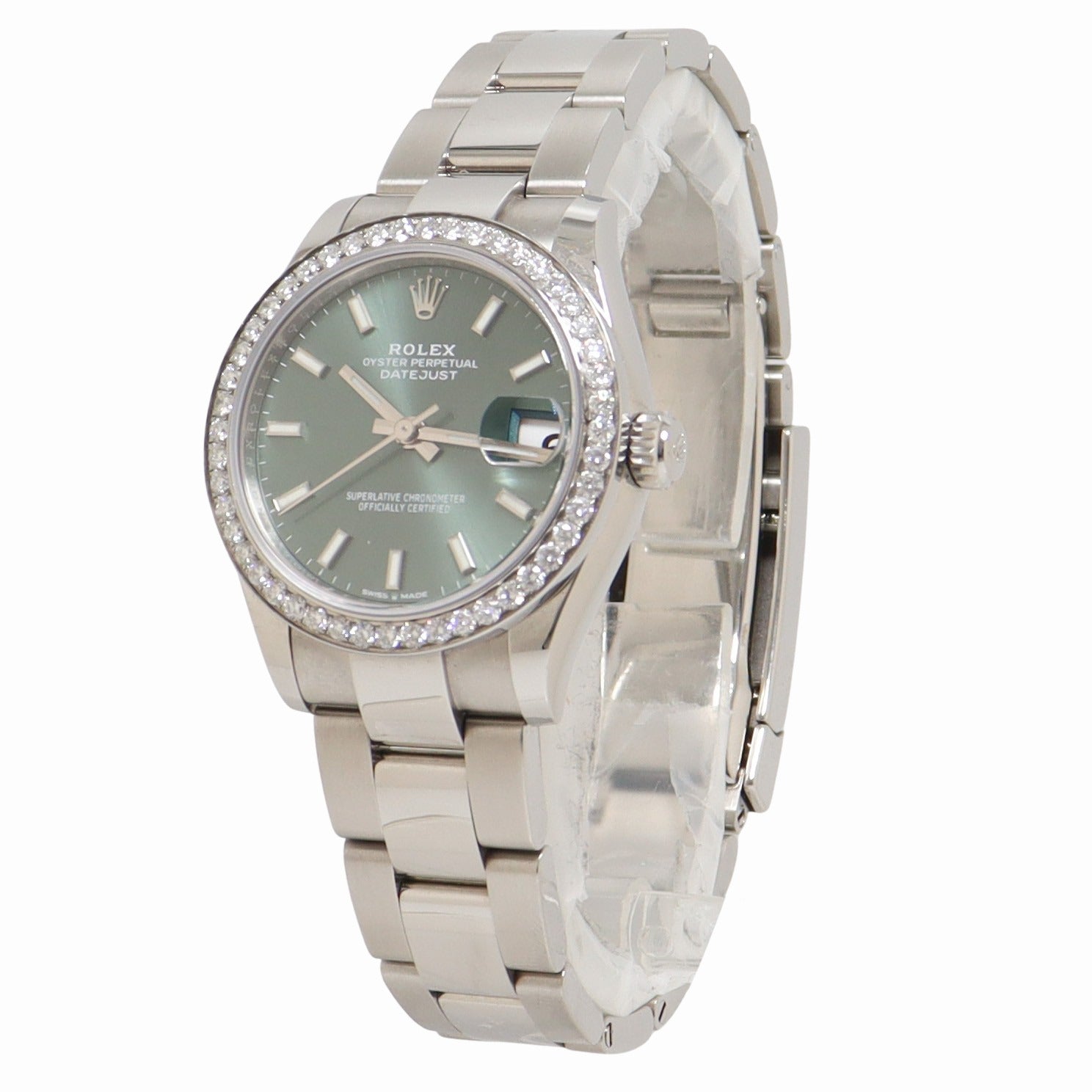 Rolex Datejust 31mm Stainless Steel Green Stick Dial Watch Reference# 278240 - Happy Jewelers Fine Jewelry Lifetime Warranty