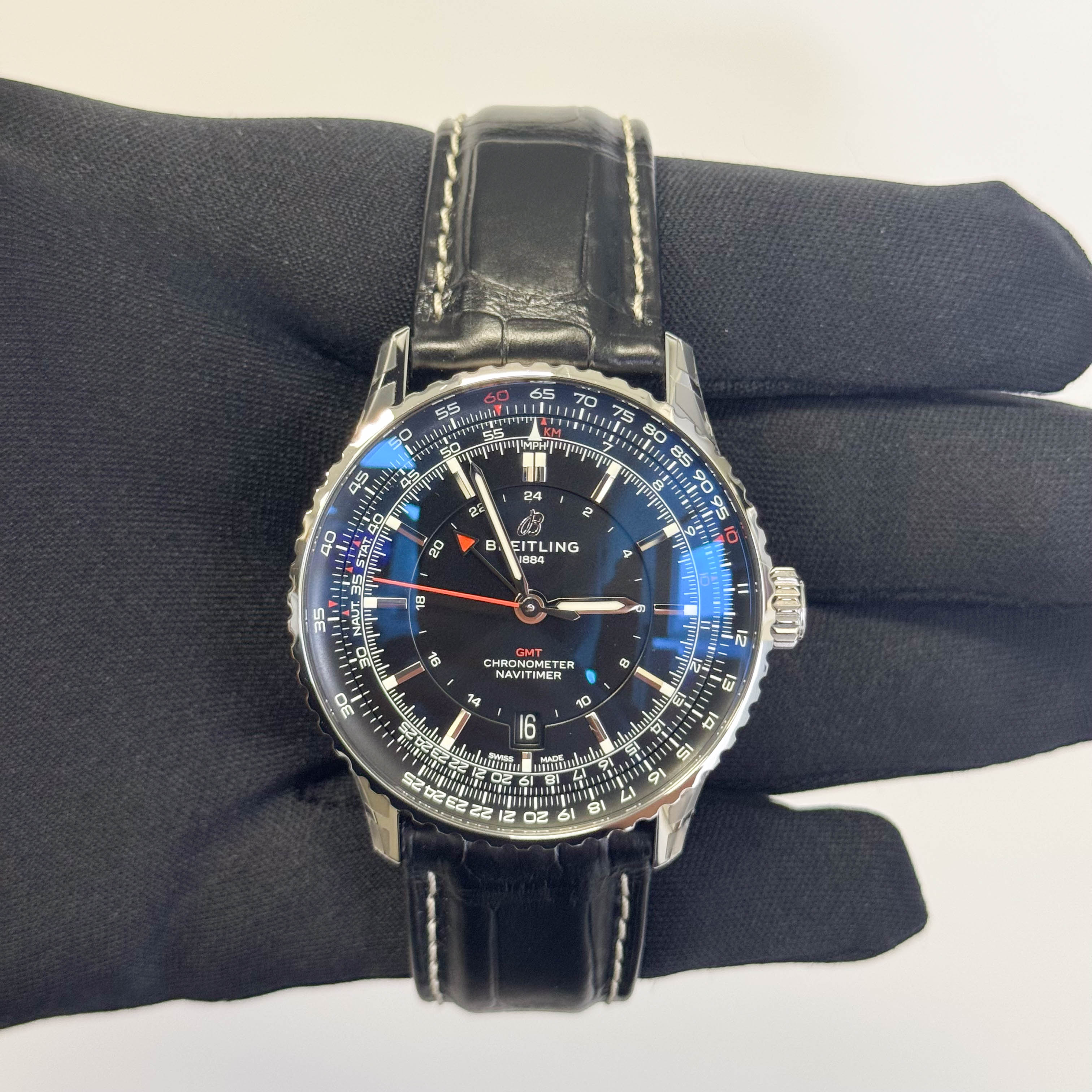 Breitling Navitimer GMT 41mm Black Dial Watch Ref# A32310251B1P1