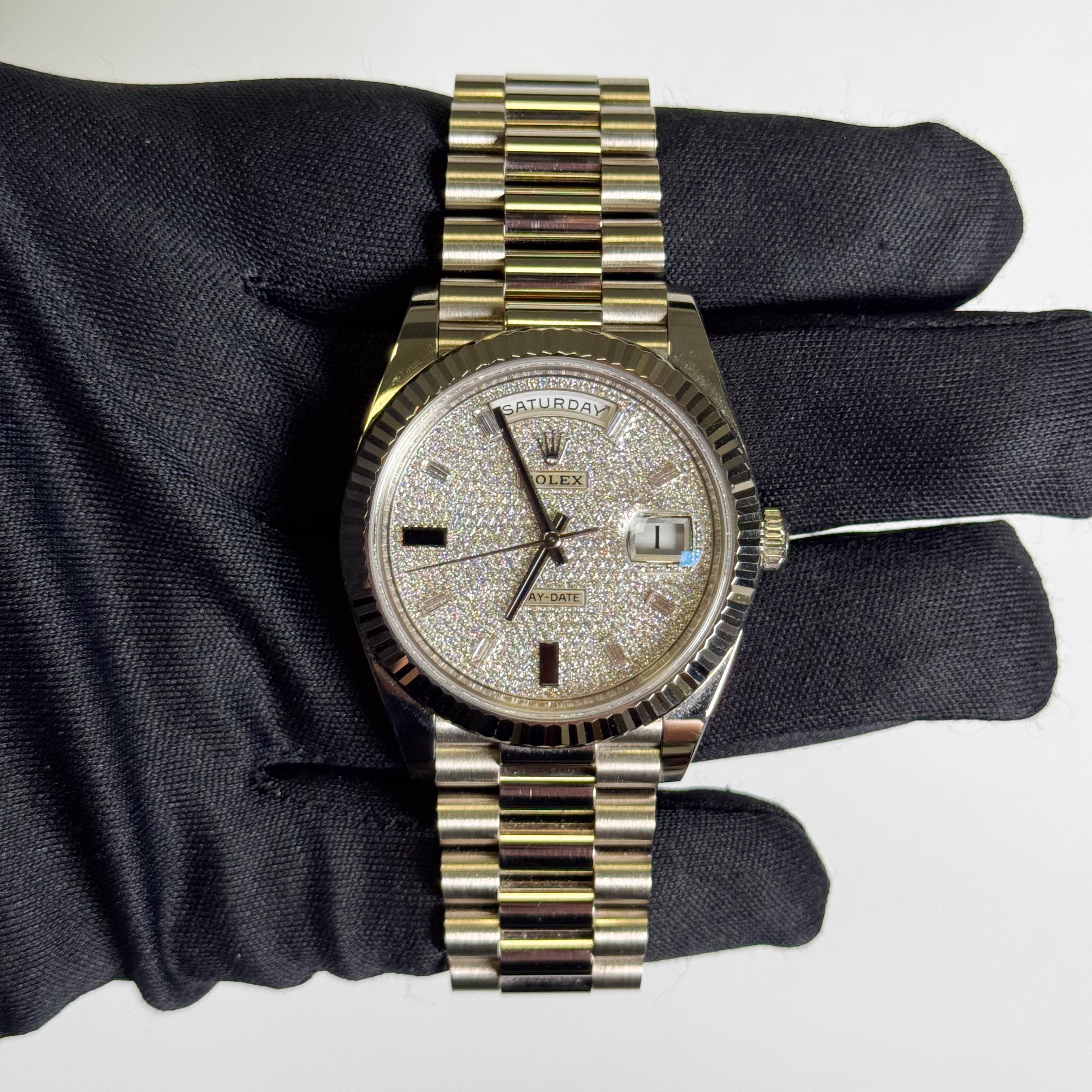 Rolex Day-Date 40mm Pave Dial Watch Ref# 228239 - Happy Jewelers Fine Jewelry Lifetime Warranty