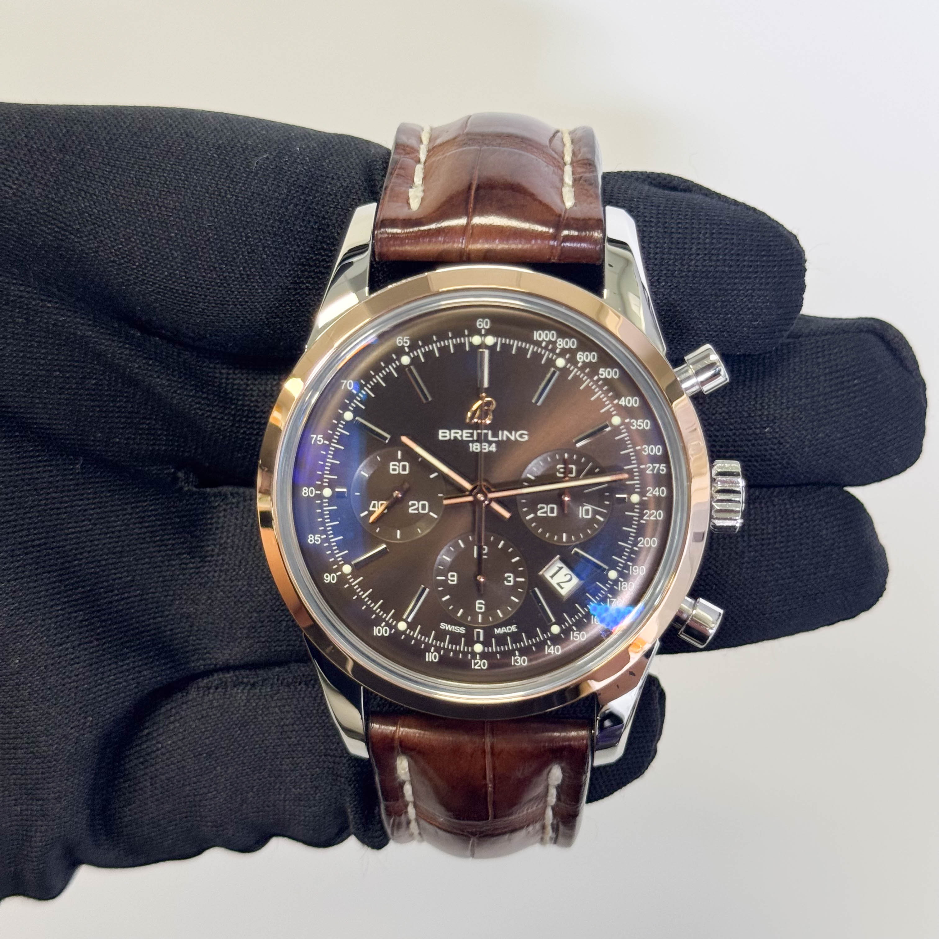 Breitling Transocean 43mm Brown Dial Watch Ref# UB015212/Q594-108W