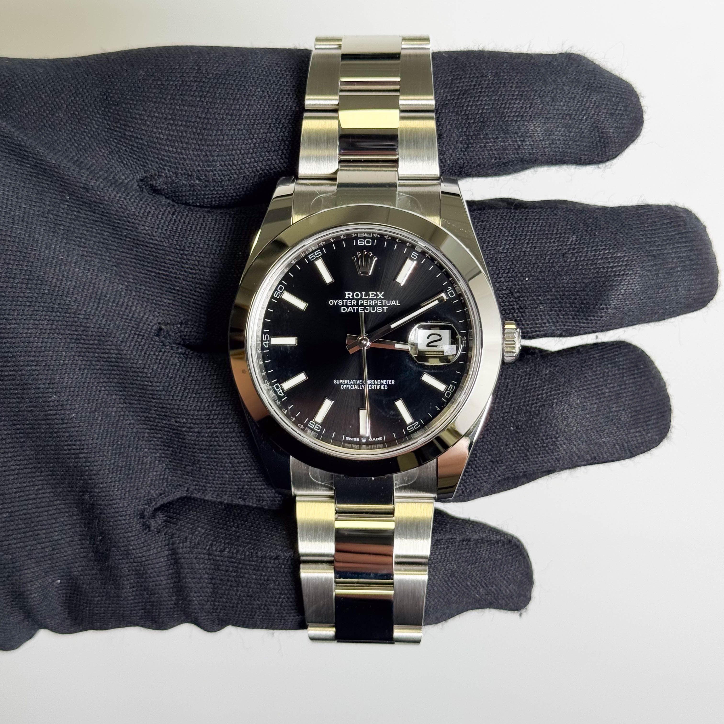 Rolex Datejust 41mm Black Dial Watch Ref# 126300 - Happy Jewelers Fine Jewelry Lifetime Warranty