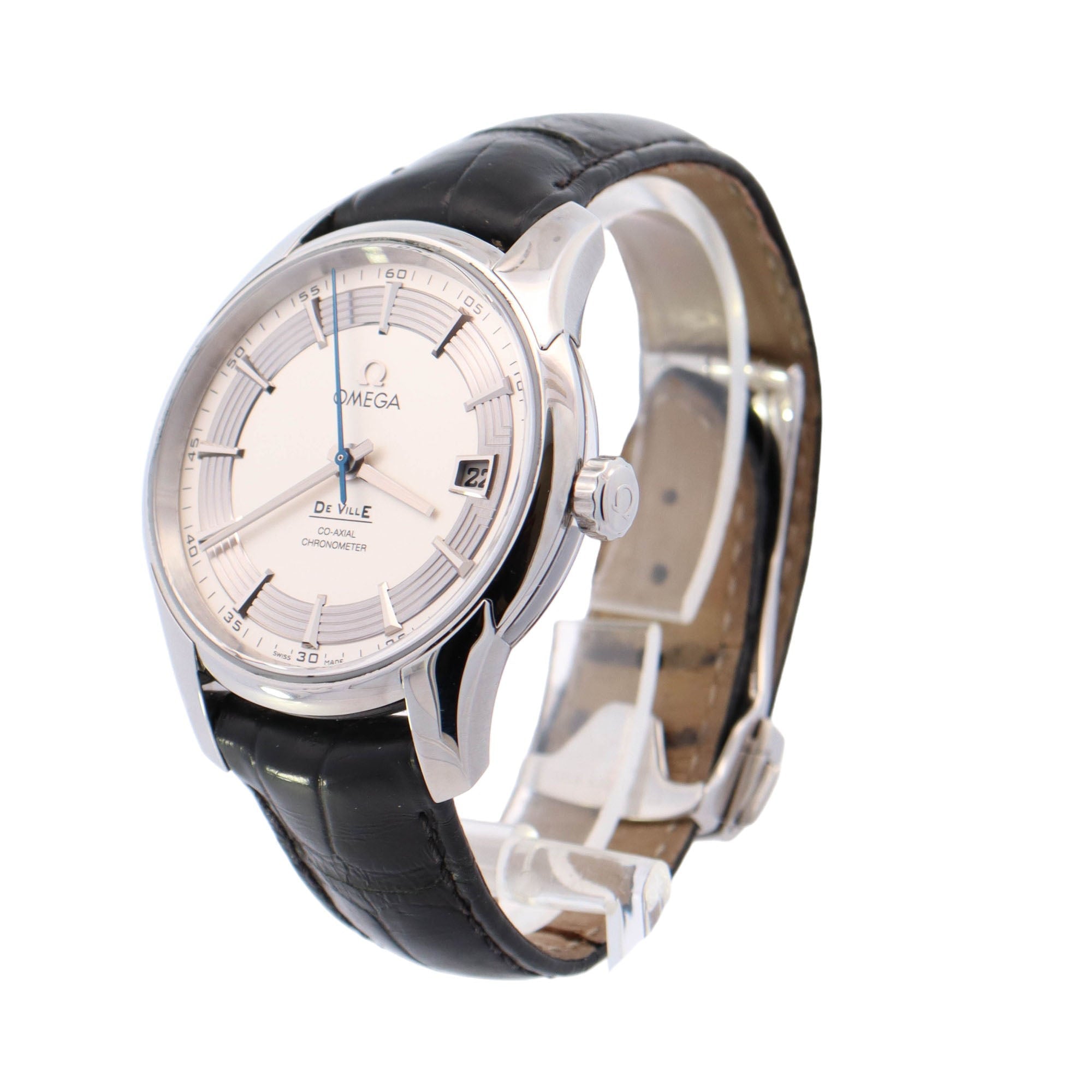 Omega De Ville Hour Vision Stainless Steel 41mm Silver Stick Dial Watch Ref# 431.33.41.21.02.001 - Happy Jewelers Fine Jewelry Lifetime Warranty