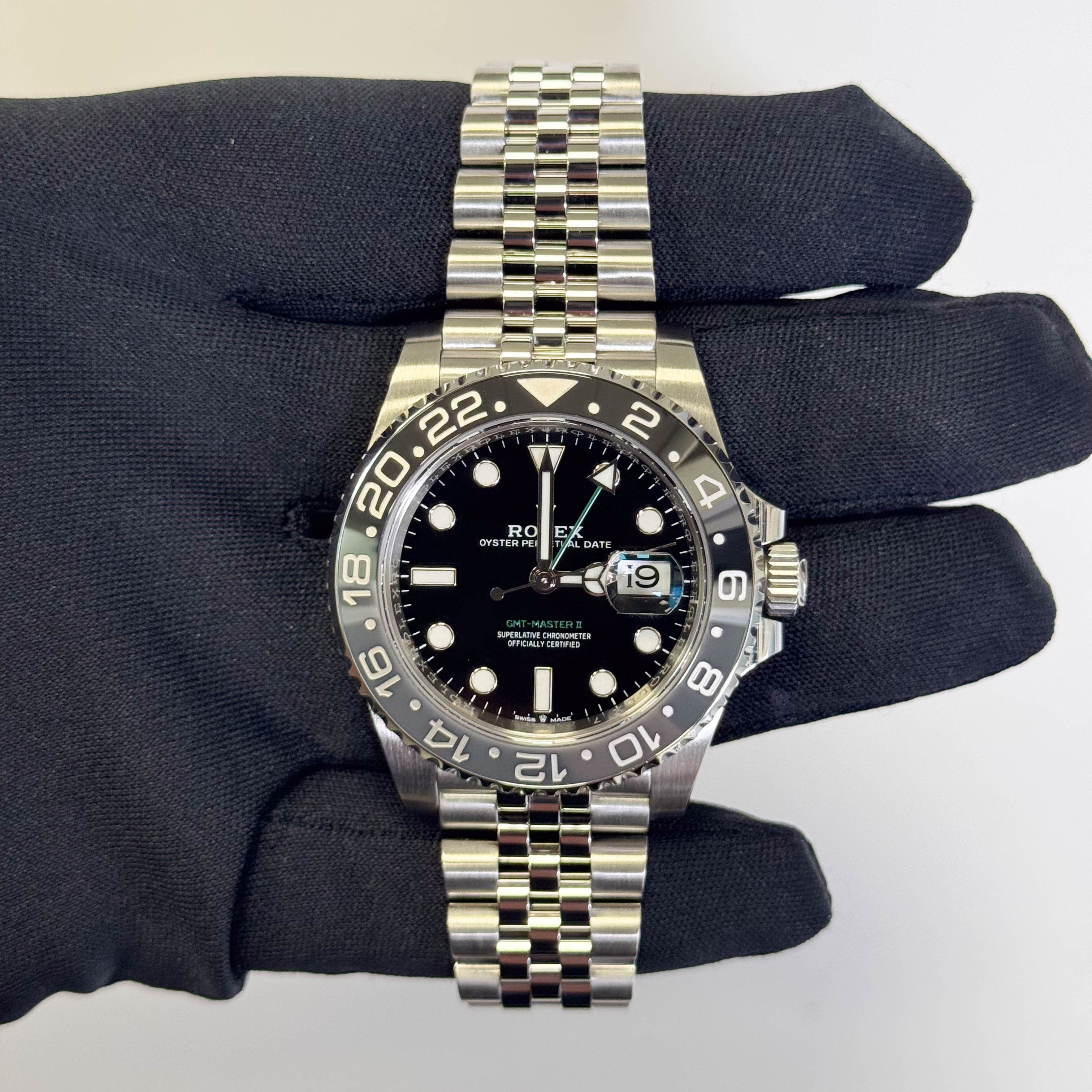 Rolex GMT Master II 40mm Black Dial Watch Ref# 126710GRNR