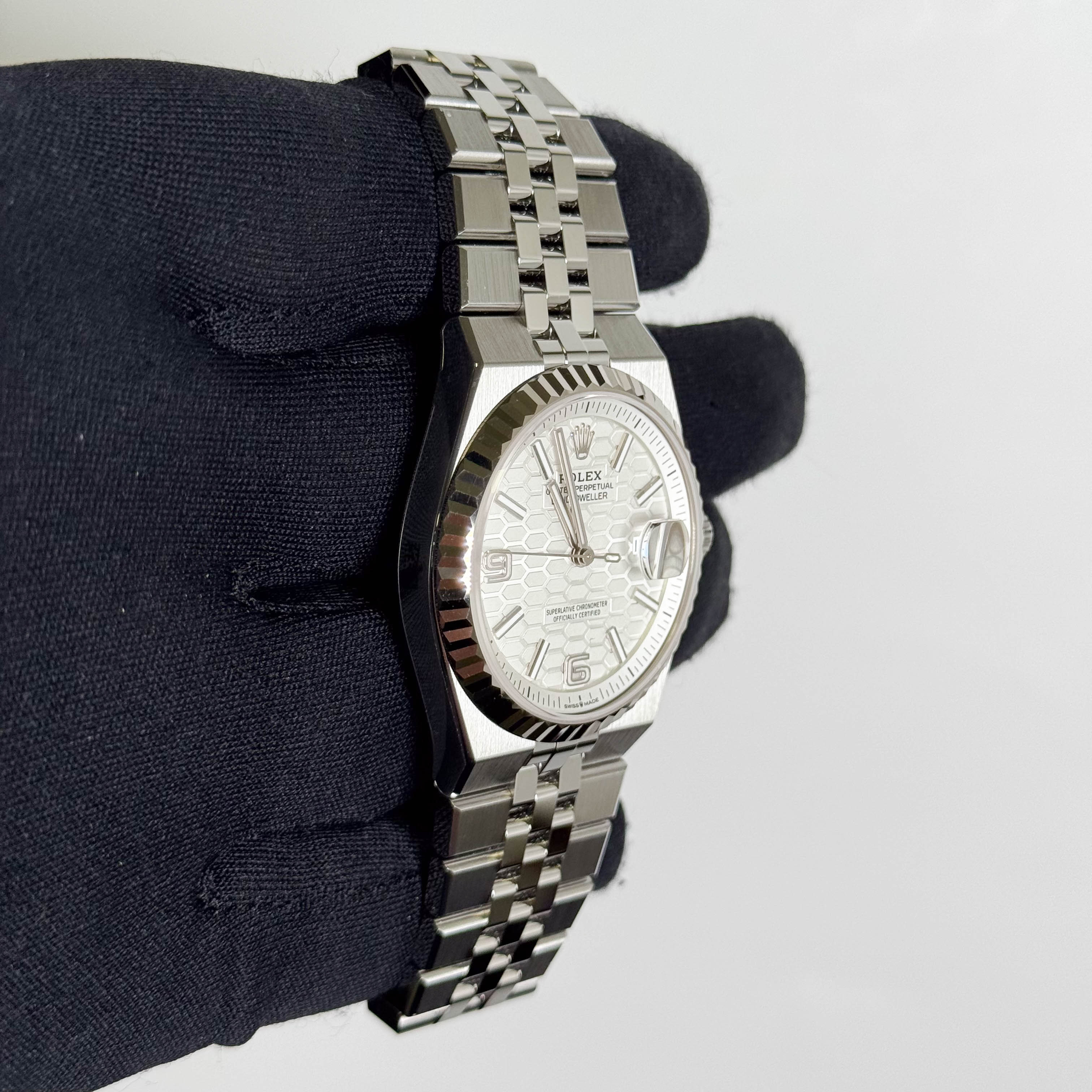 Rolex Land-Dweller 36mm White Honeycomb Dial Watch Ref# 127234