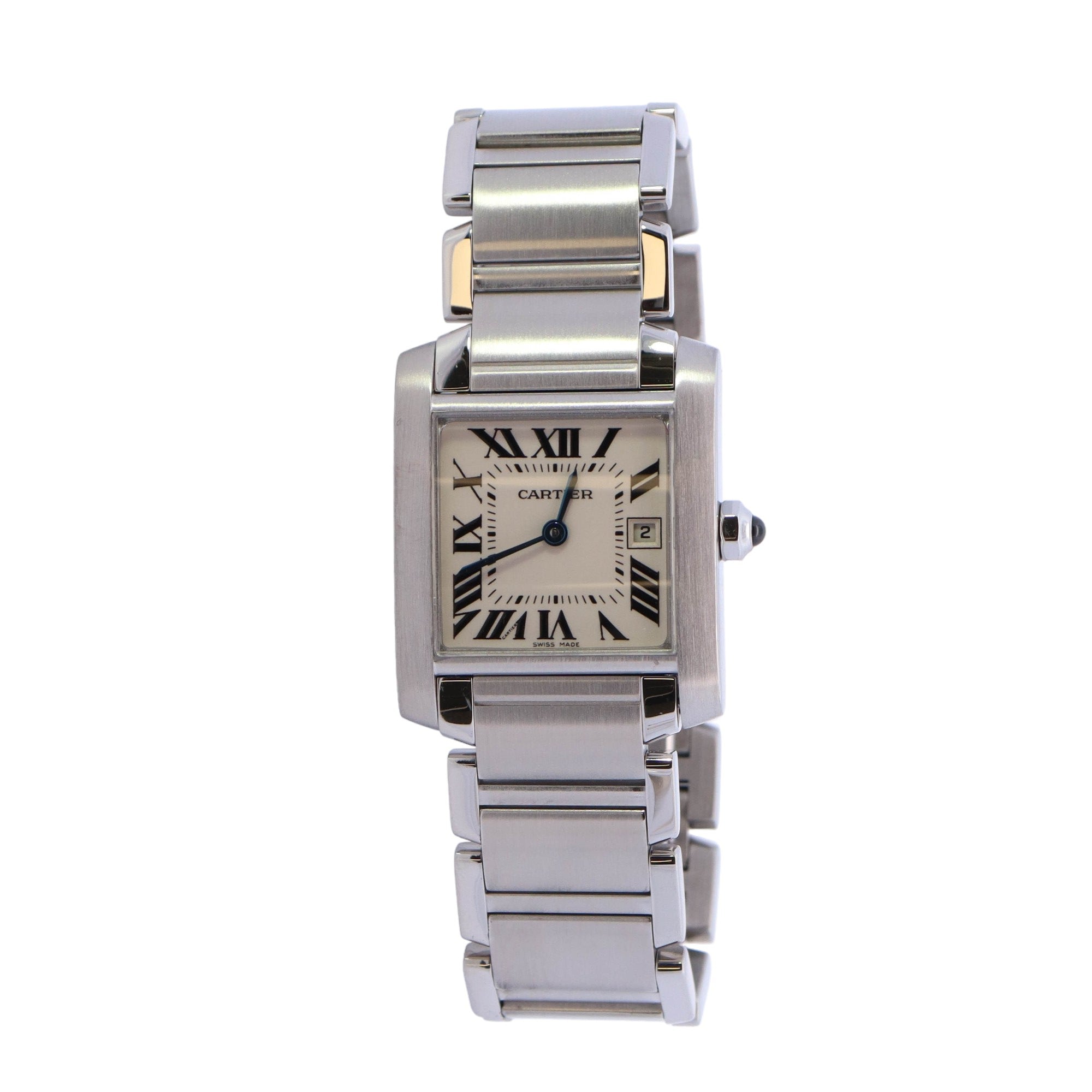 Cartier Tank Francaise Stainless Steel 25 X 30mm White Roman Dial Watch Ref# WSTA0005 - Happy Jewelers Fine Jewelry Lifetime Warranty