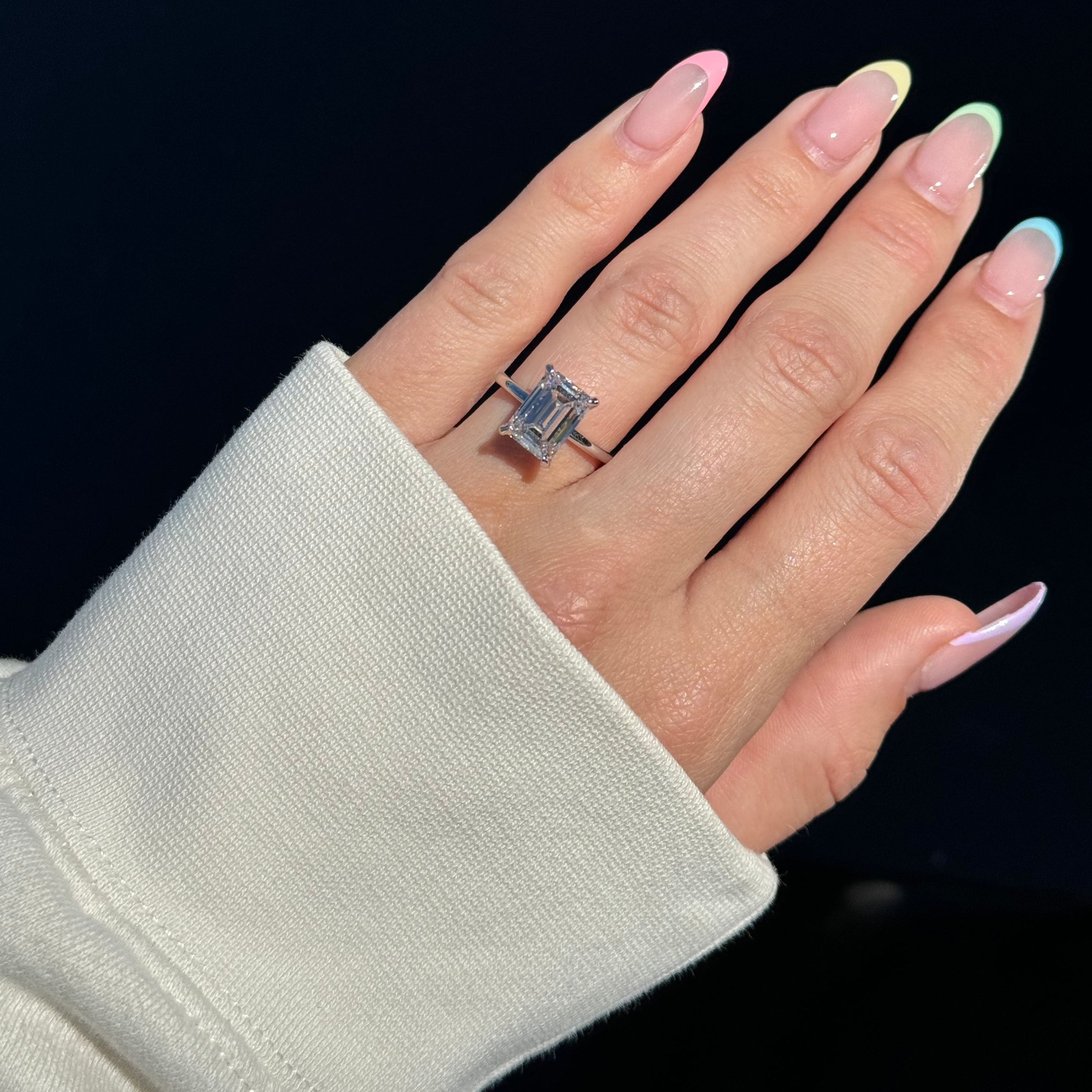 4.03 Carat Lab Emerald Solitaire Engagement Ring - Happy Jewelers Fine Jewelry Lifetime Warranty