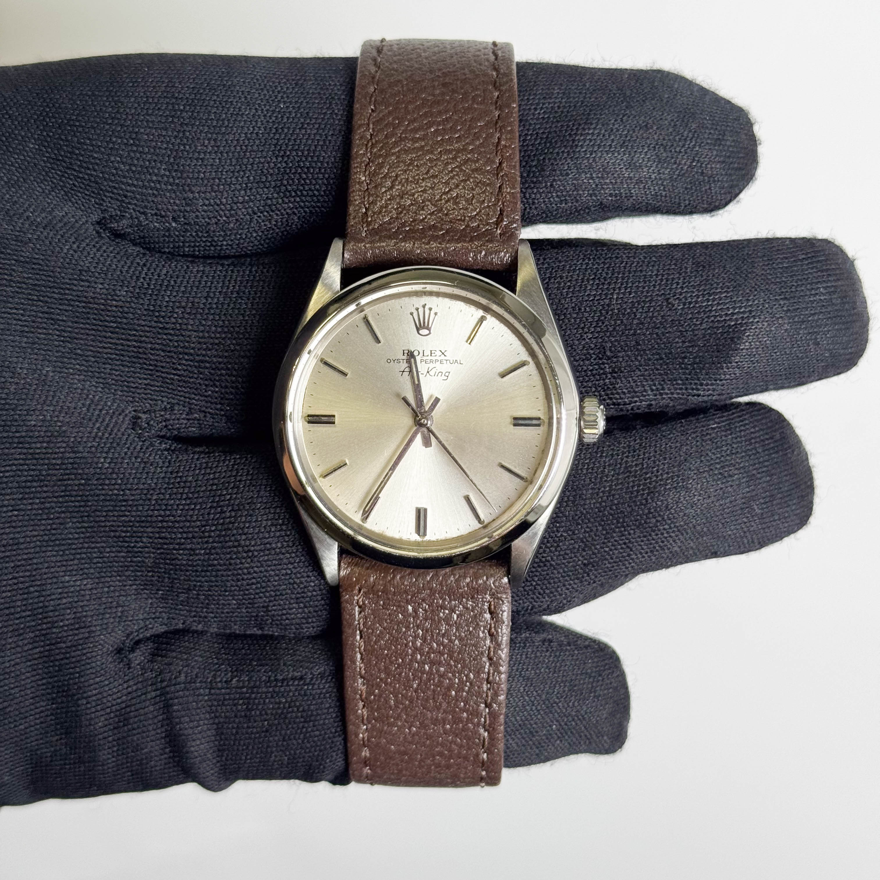 Rolex Air-KIng 34mm Silver Stick Dial Watch Ref# 5500