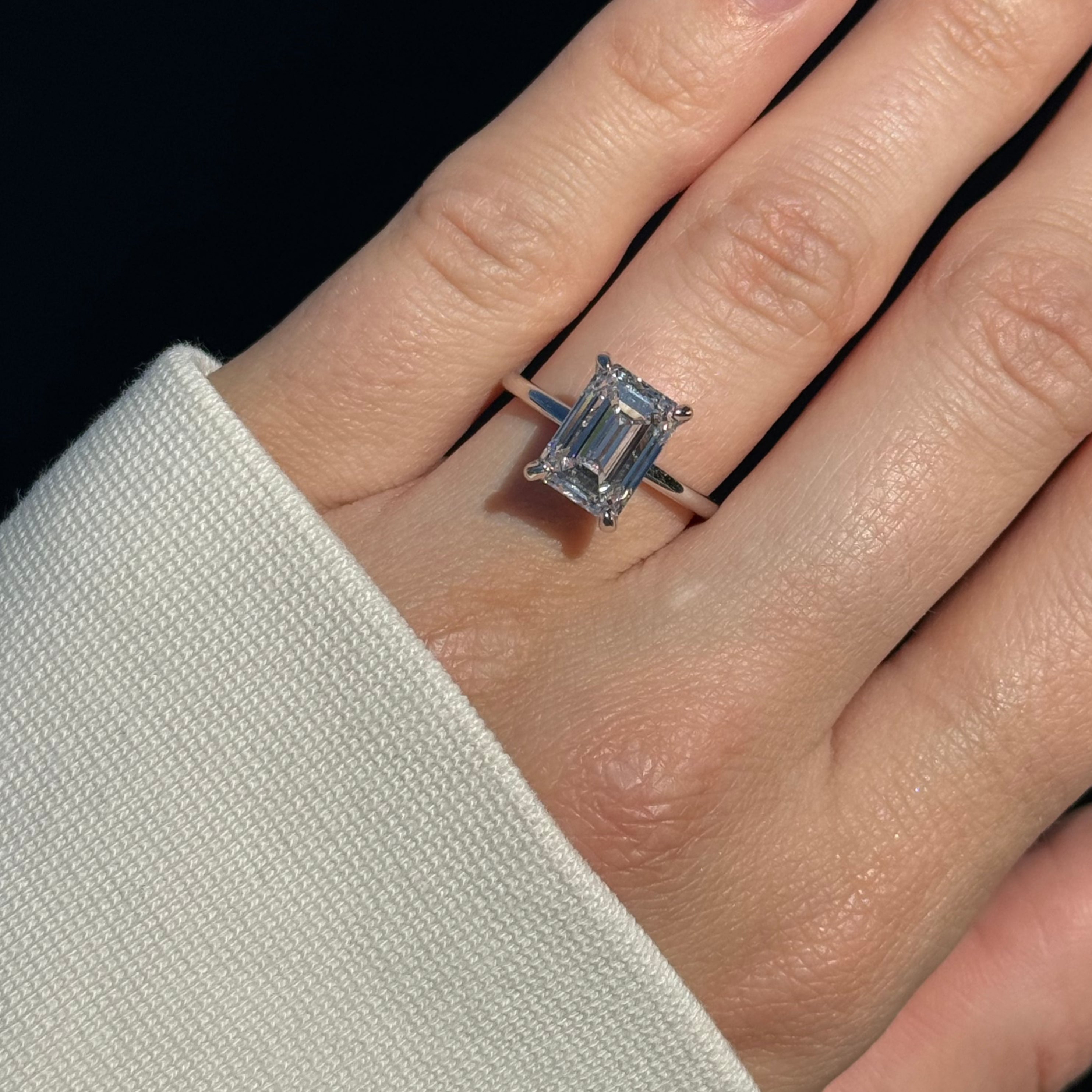 4.03 Carat Lab Emerald Solitaire Engagement Ring - Happy Jewelers Fine Jewelry Lifetime Warranty