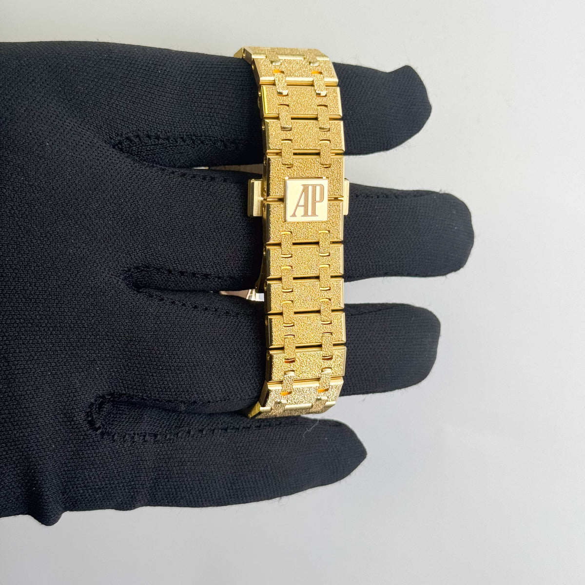 Audemars Piguet Royal Oak Frosted Yellow Gold 34mm Crystal Sand Plated Dial Watch Ref# 77450BA.GG.1361BA.01