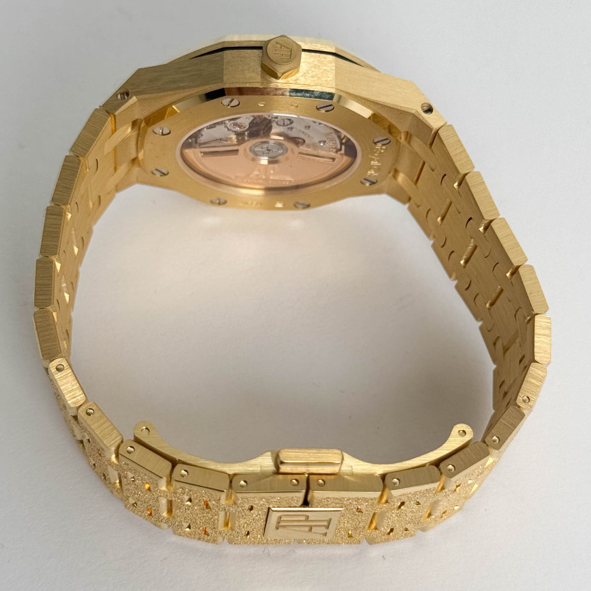Audemars Piguet Royal Oak Frosted Yellow Gold 34mm Crystal Sand Plated Dial Watch Ref# 77450BA.GG.1361BA.01