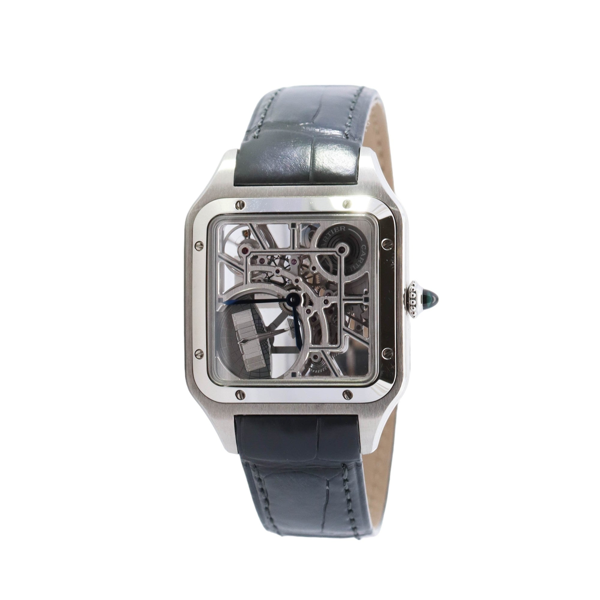 Cartier Santos Dumont Skeleton Stainless Steel Large Model 31mm Skeleton Dial Watch Reference #: WHSA0032 - Happy Jewelers Fine Jewelry Lifetime Warranty