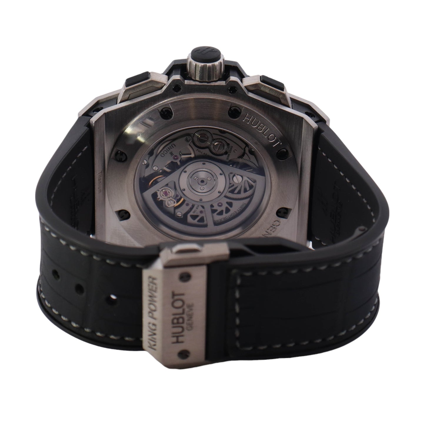 Hublot King Power Unico Titanium "Iced Out" 48mm Skeleton Dial Watch Reference #: 701.NX.0170.RX - Happy Jewelers Fine Jewelry Lifetime Warranty