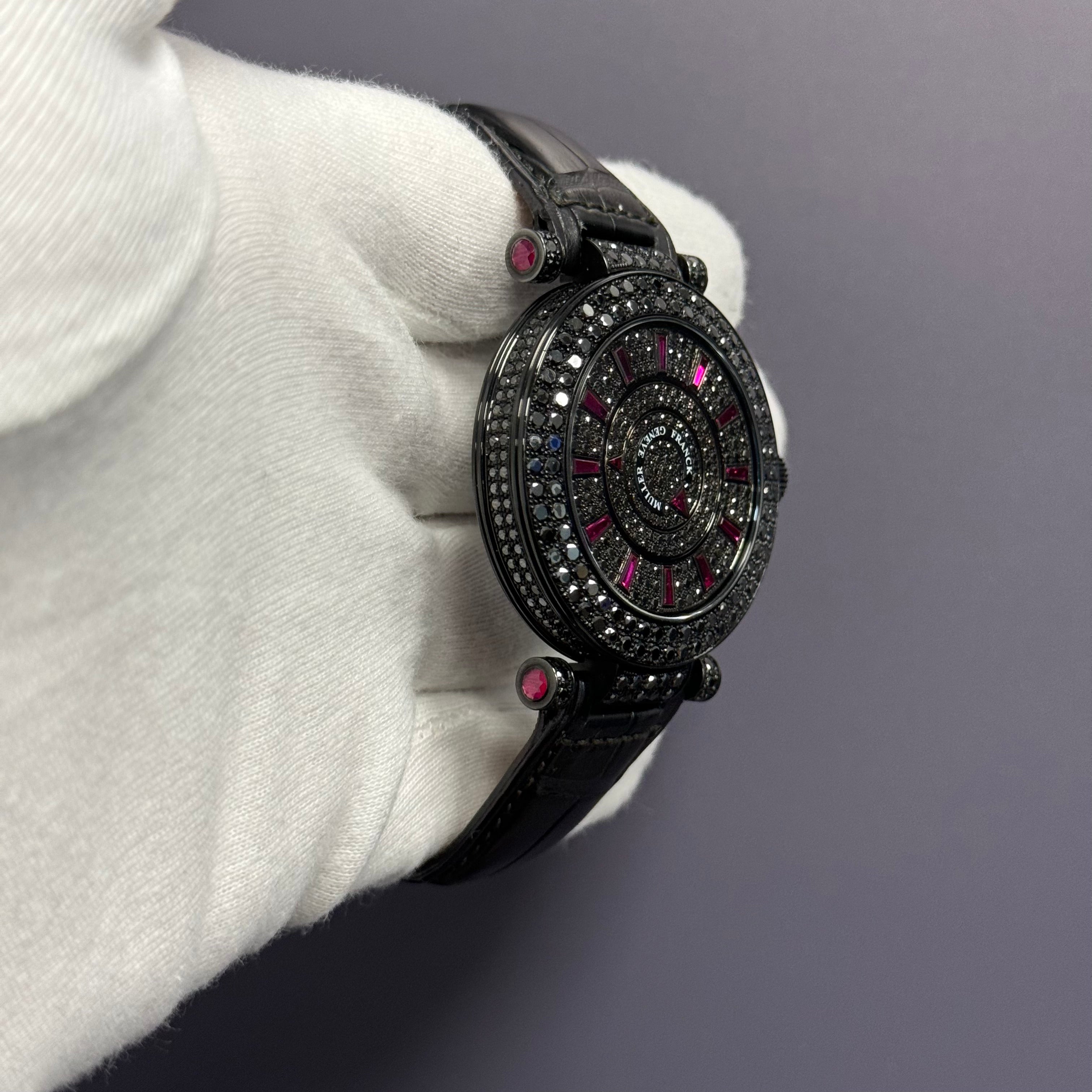 Franck Muller Double Mystery 42mm Coated White Gold Factory Pave Set Dial Ref# DM42NRD2RCD - Happy Jewelers Fine Jewelry Lifetime Warranty