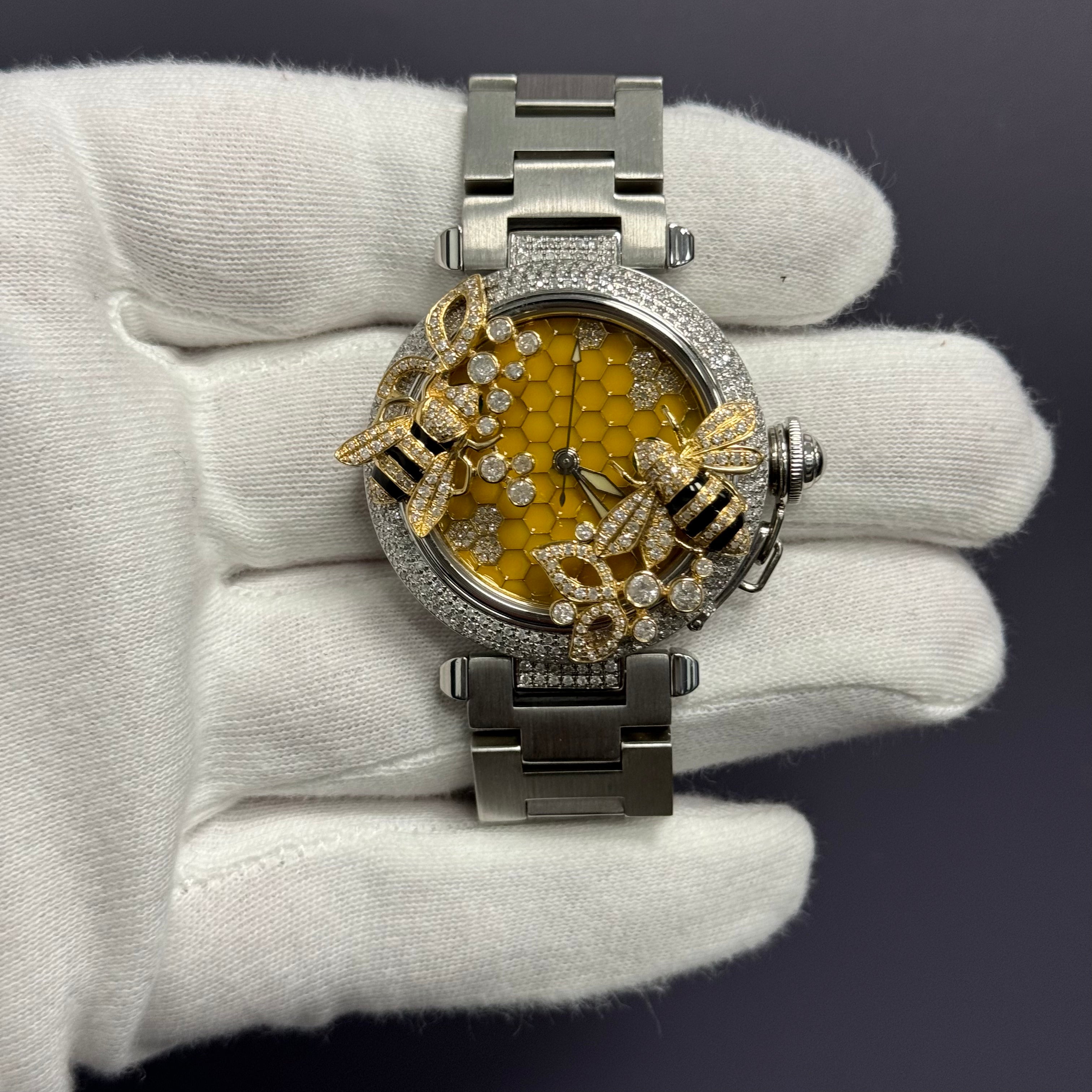 Cartier Pasha 35mm Custom Honeycomb Dial Watch Ref# W31043M7 - Happy Jewelers Fine Jewelry Lifetime Warranty