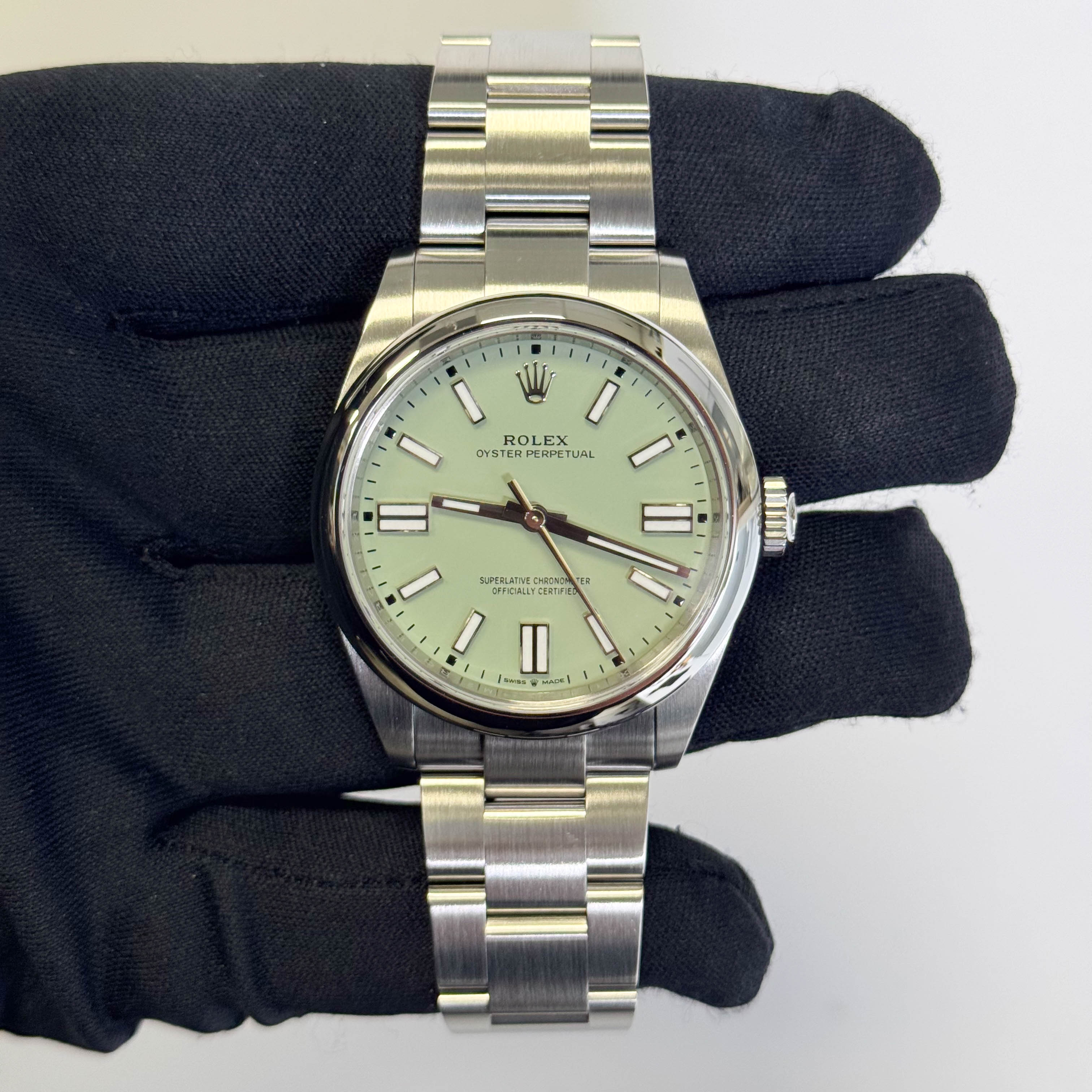 Rolex Oyster Perpetual 41mm Pistachio Dial Watch Ref# 134300 - Happy Jewelers Fine Jewelry Lifetime Warranty