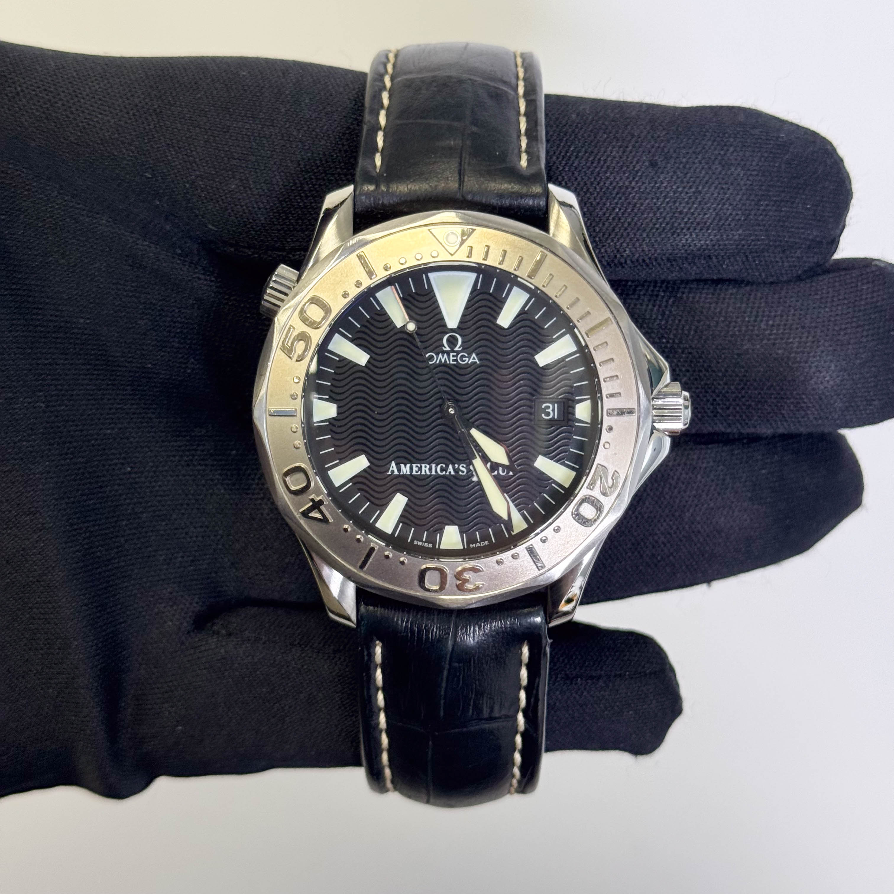 Omega Seamaster Diver America's Cup Limited Edition 41.5mm Black Dial Watch Ref# 2533.50.00 - Happy Jewelers Fine Jewelry Lifetime Warranty