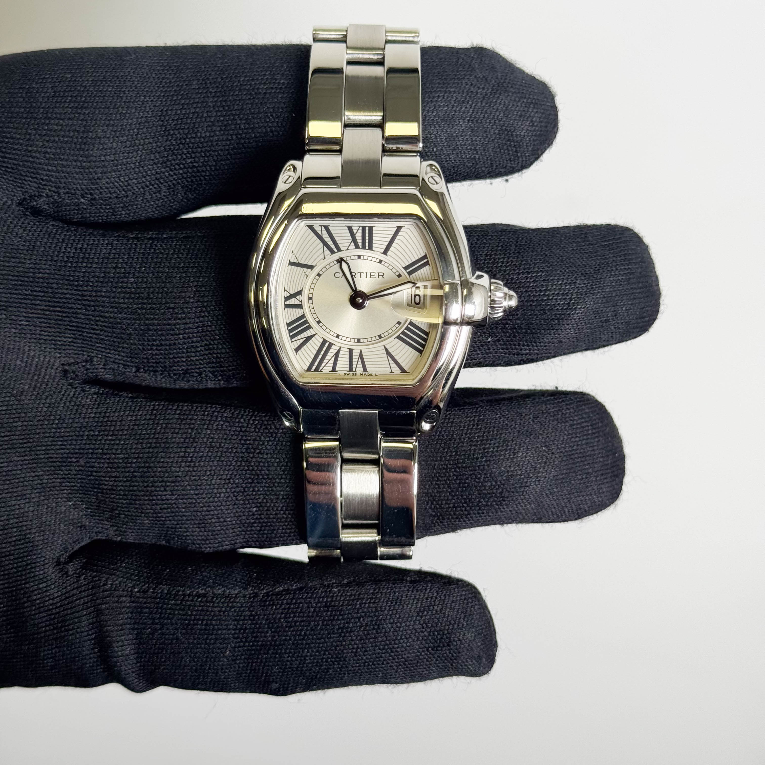 Cartier Roadster Stainless Steel 31mm Silver Dial Watch Ref# W62016V3 - Happy Jewelers Fine Jewelry Lifetime Warranty