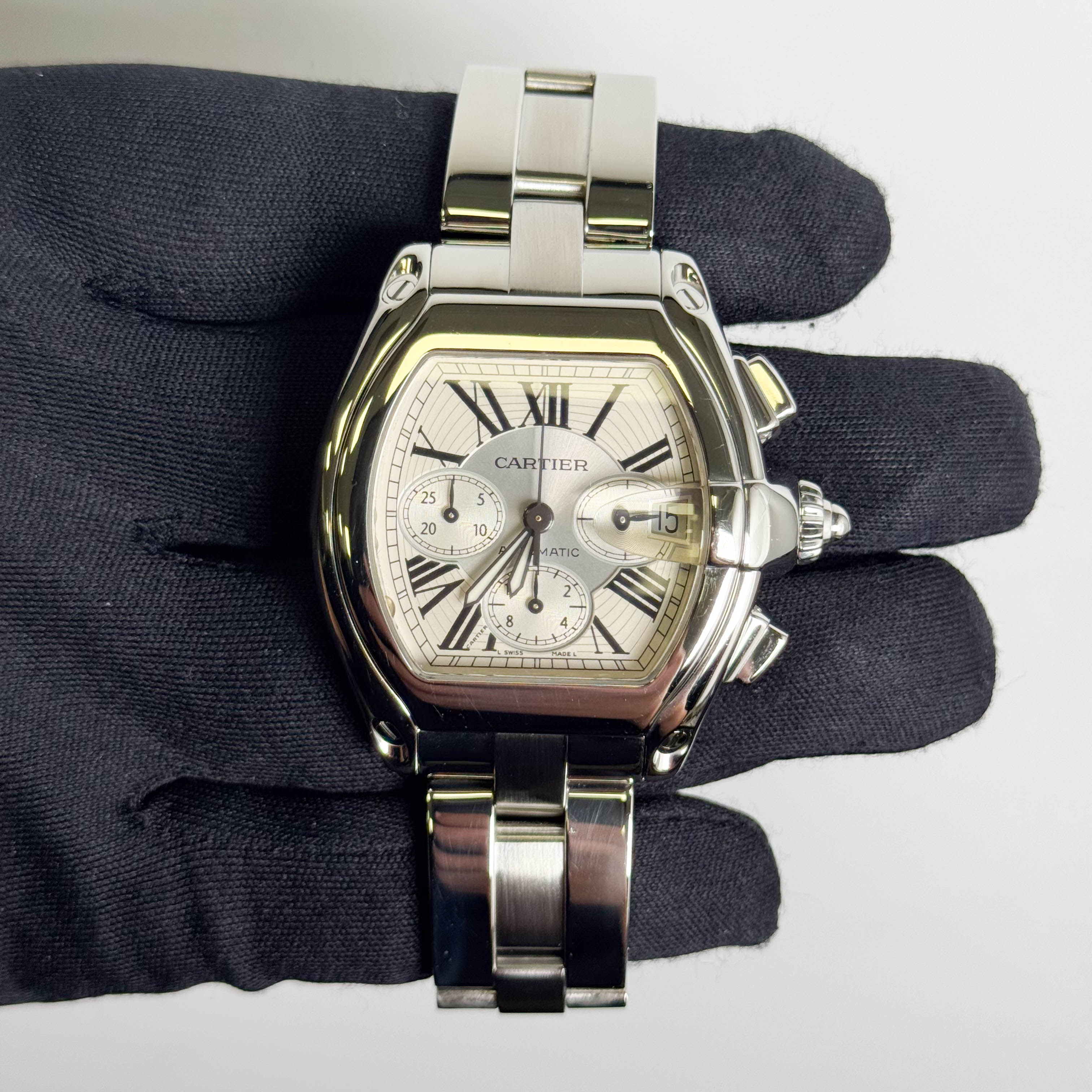 Cartier Roadster 48mm Silver Dial Watch Ref# W62019X6 - Happy Jewelers Fine Jewelry Lifetime Warranty