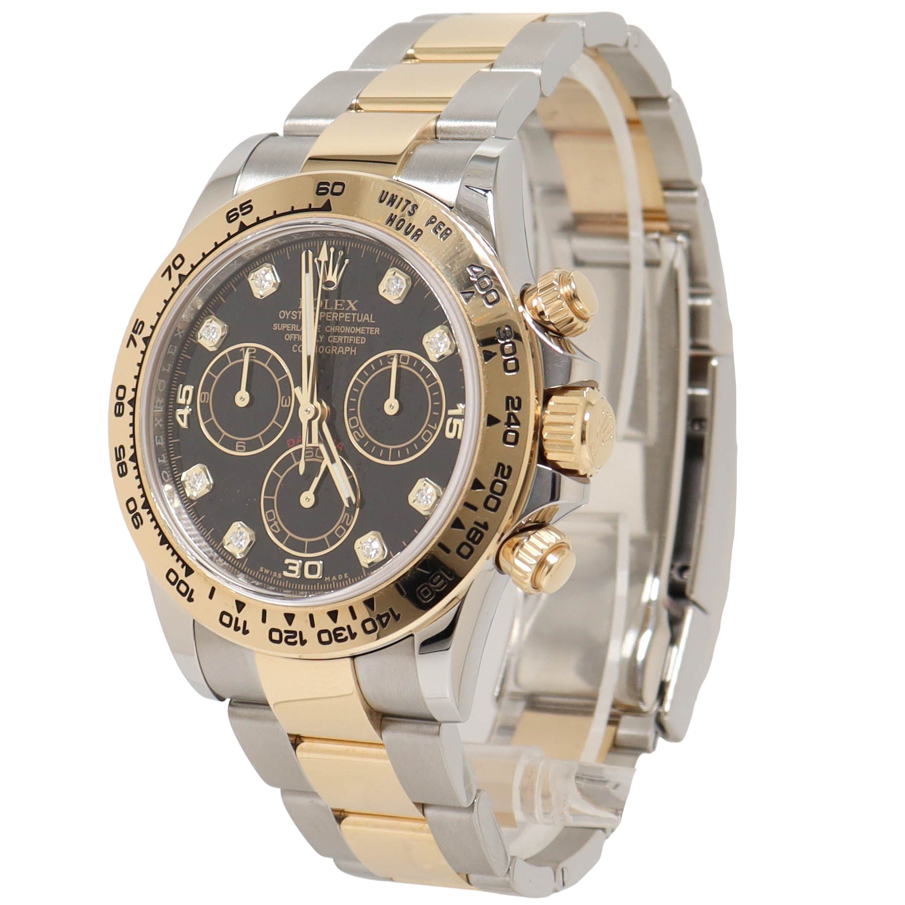 Rolex Daytona Two Tone Yellow Gold and Stainless Steel 40mm Black Chronograph Dial Watch Reference# 116503 - Happy Jewelers Fine Jewelry Lifetime Warranty
