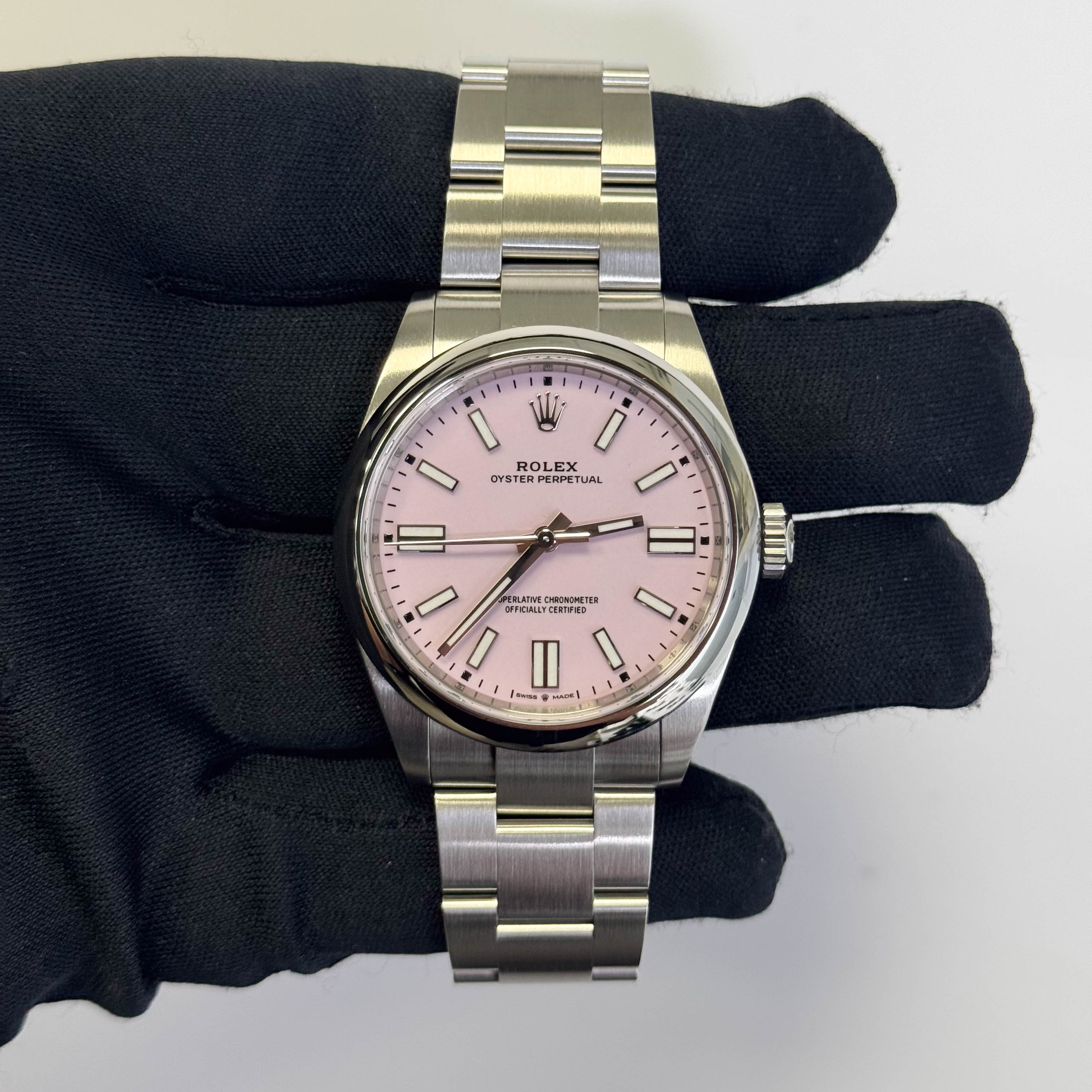 Rolex Oyster Perpetual 41mm Pink Dial Watch Ref# 134300