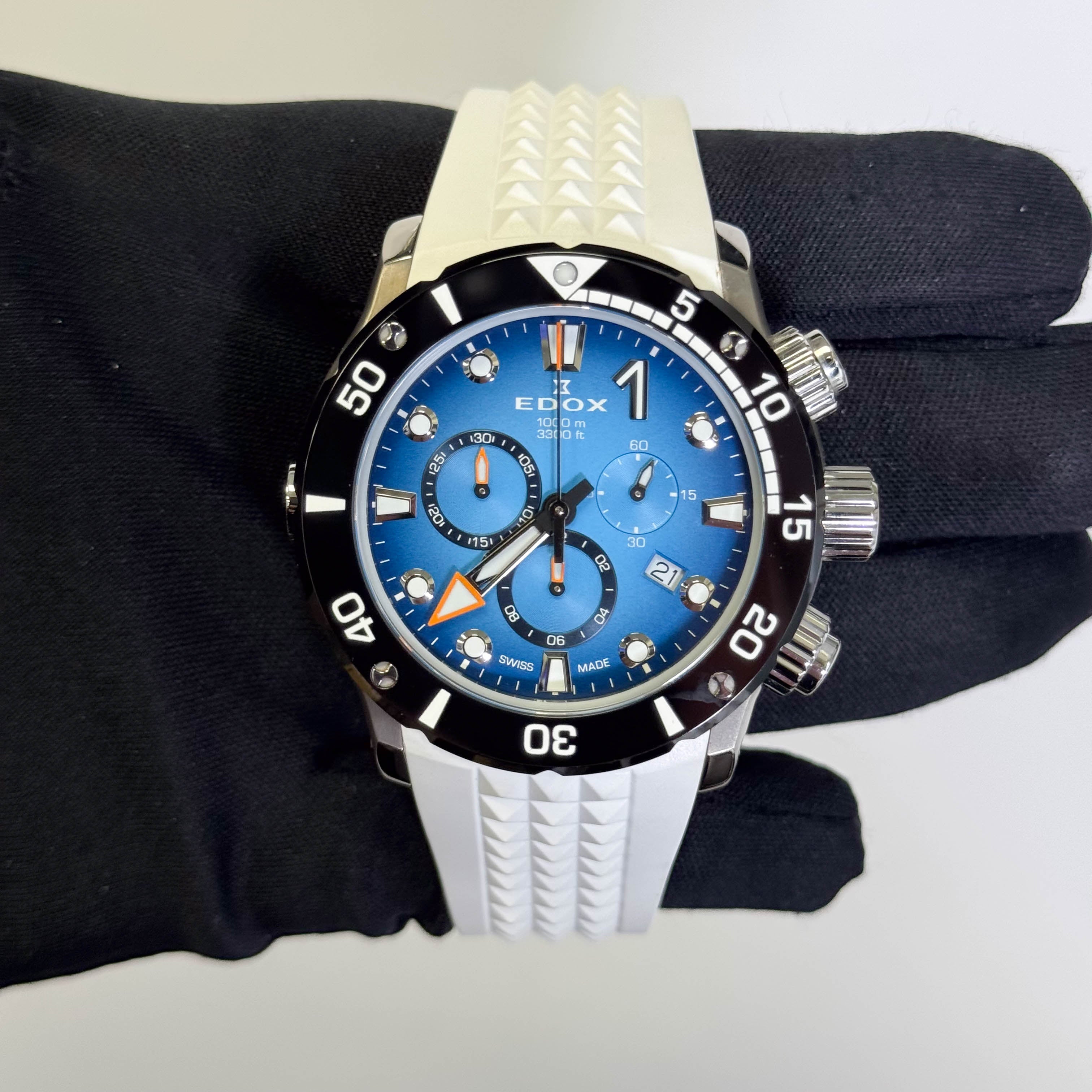 Edox Co-1 Titanium 45mm Blue Dial Watch Ref# 10242-TINM - Happy Jewelers Fine Jewelry Lifetime Warranty