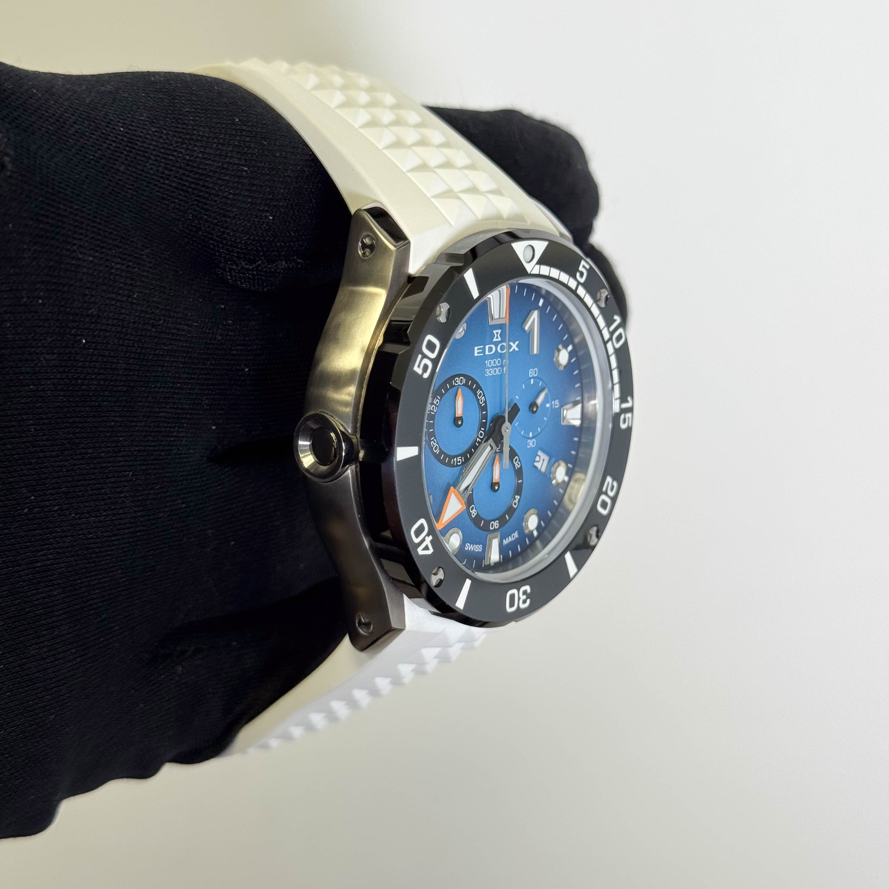 Edox Co-1 Titanium 45mm Blue Dial Watch Ref# 10242-TINM - Happy Jewelers Fine Jewelry Lifetime Warranty