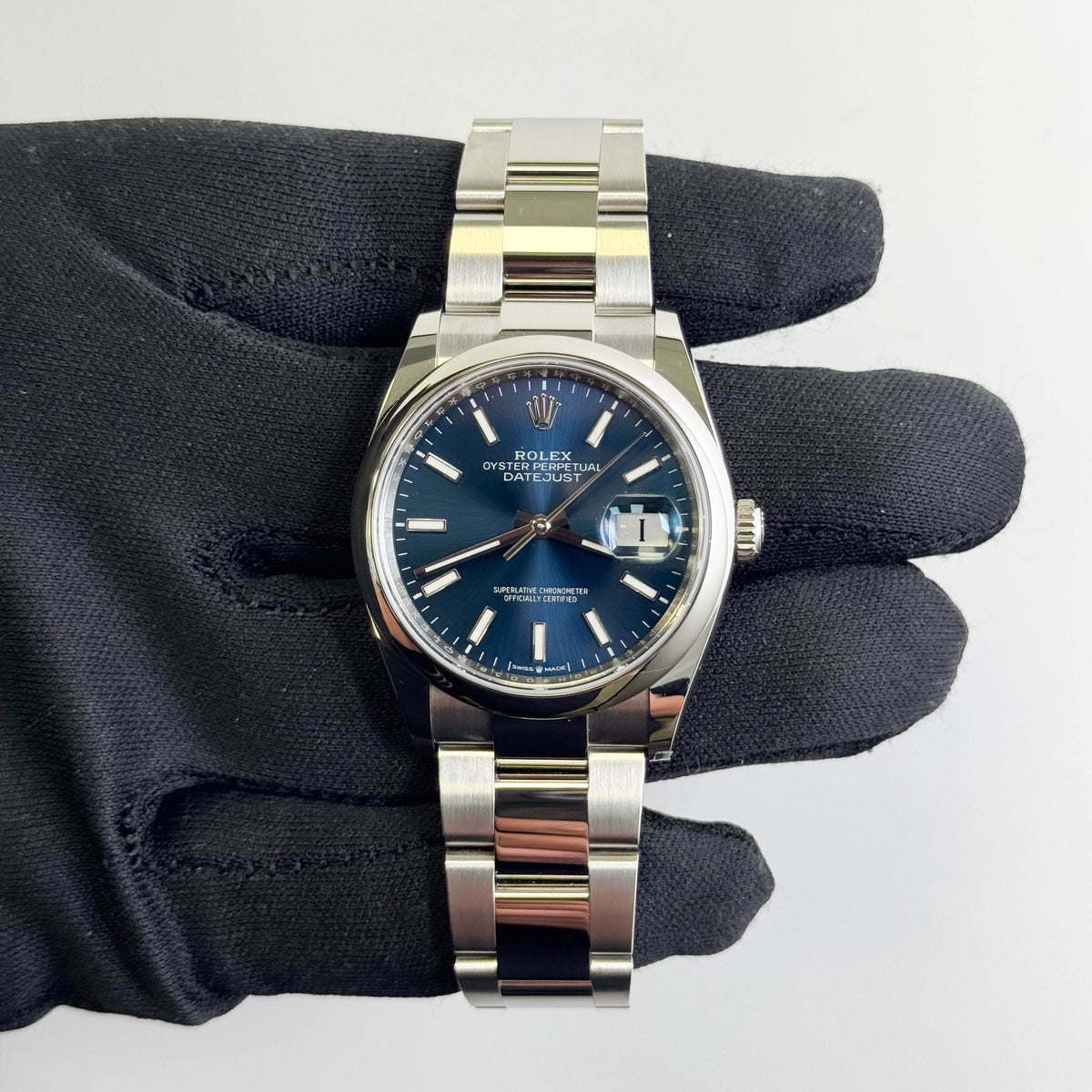 Rolex Datejust 36mm Blue Stick Dial Watch Ref# 126200