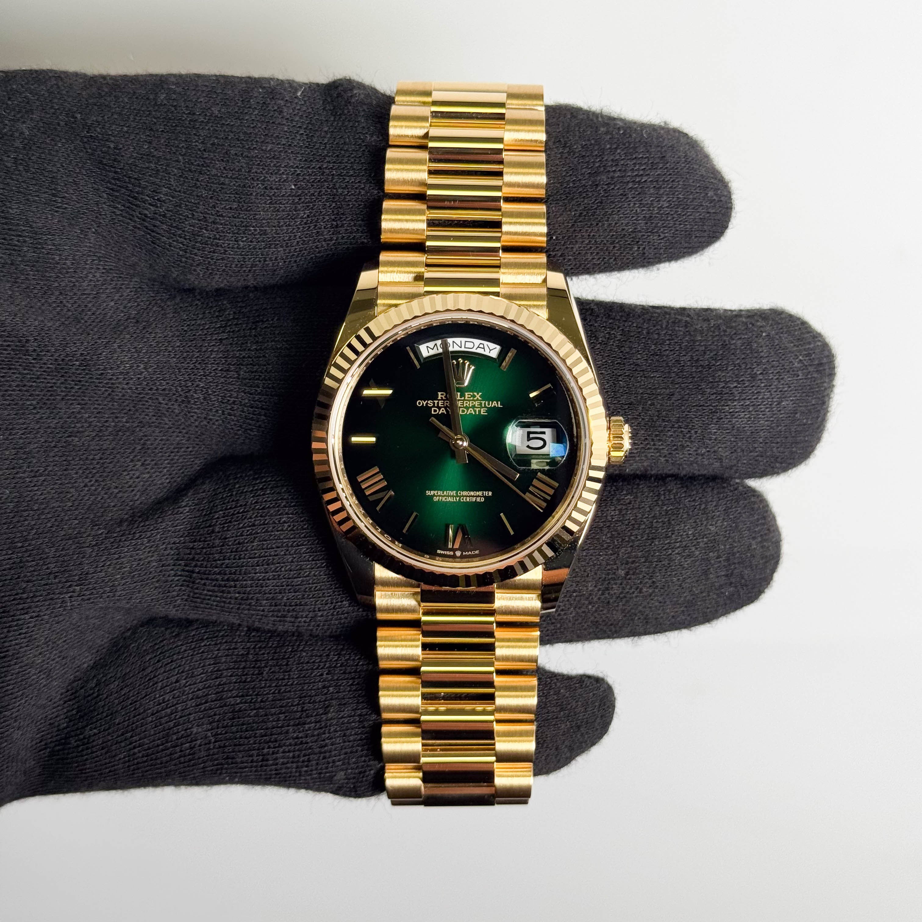 Rolex Day-Date 36mm Black Dial Watch Ref# 128238