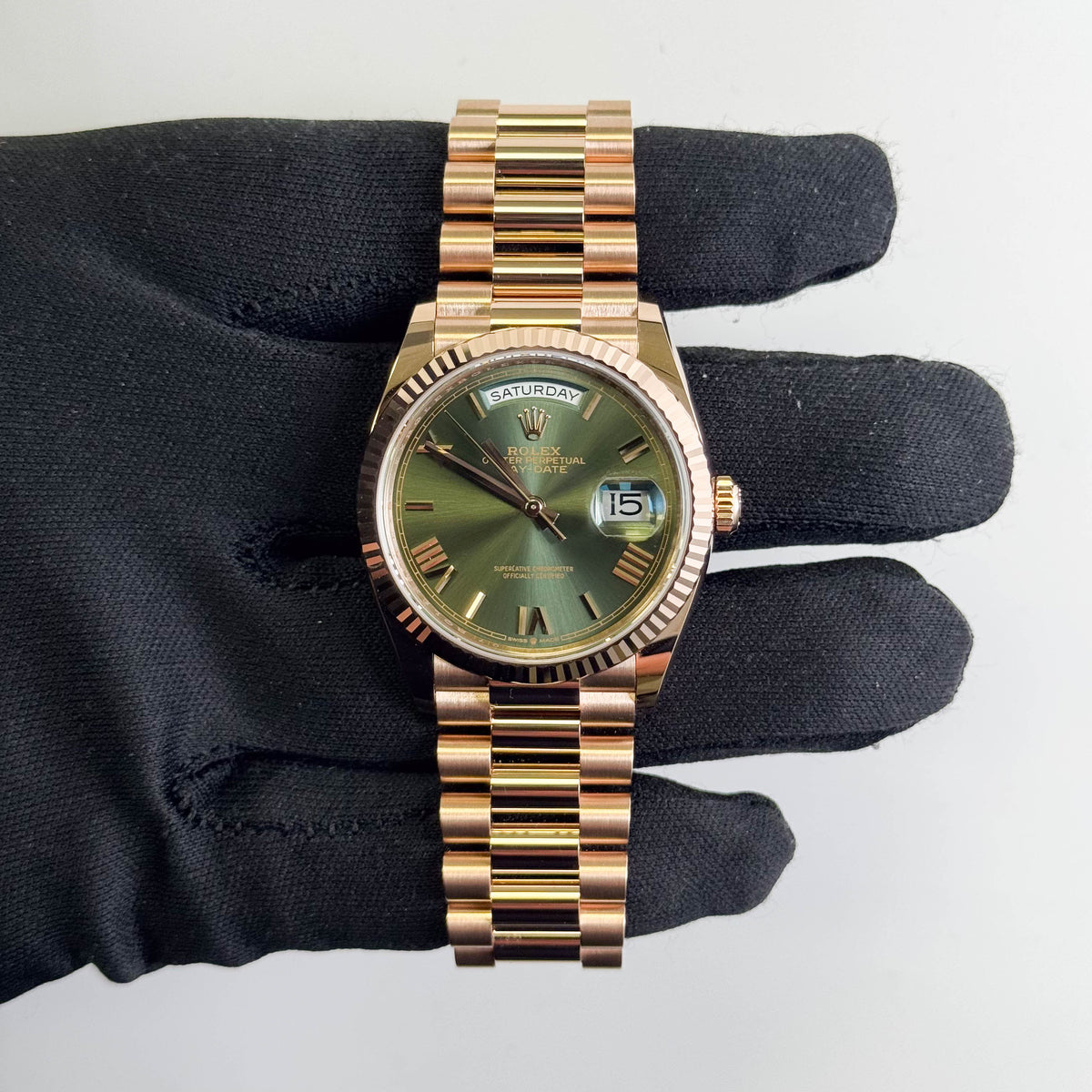 Rolex Day-Date 36mm Green Dial Watch Ref# 128235