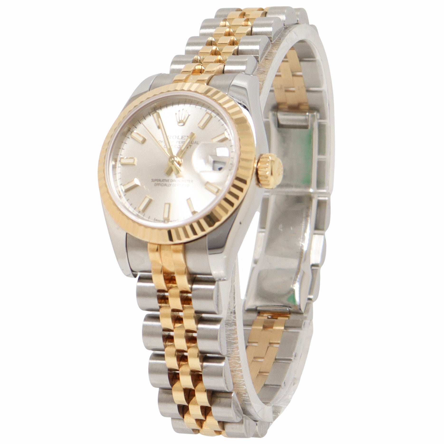 Rolex Datejust 26mm Two Tone Yellow Gold and Stainless Steel Silver Stick Dial Watch Reference# 179173 - Happy Jewelers Fine Jewelry Lifetime Warranty