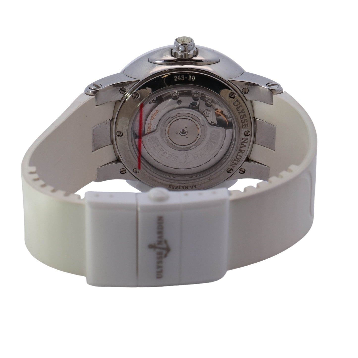 Ulysse Nardin Dual Time GMT 243-10 Stainless Steel 41mm White MOP Diamond Roman Dial Watch Reference #: 243-10 - Happy Jewelers Fine Jewelry Lifetime Warranty