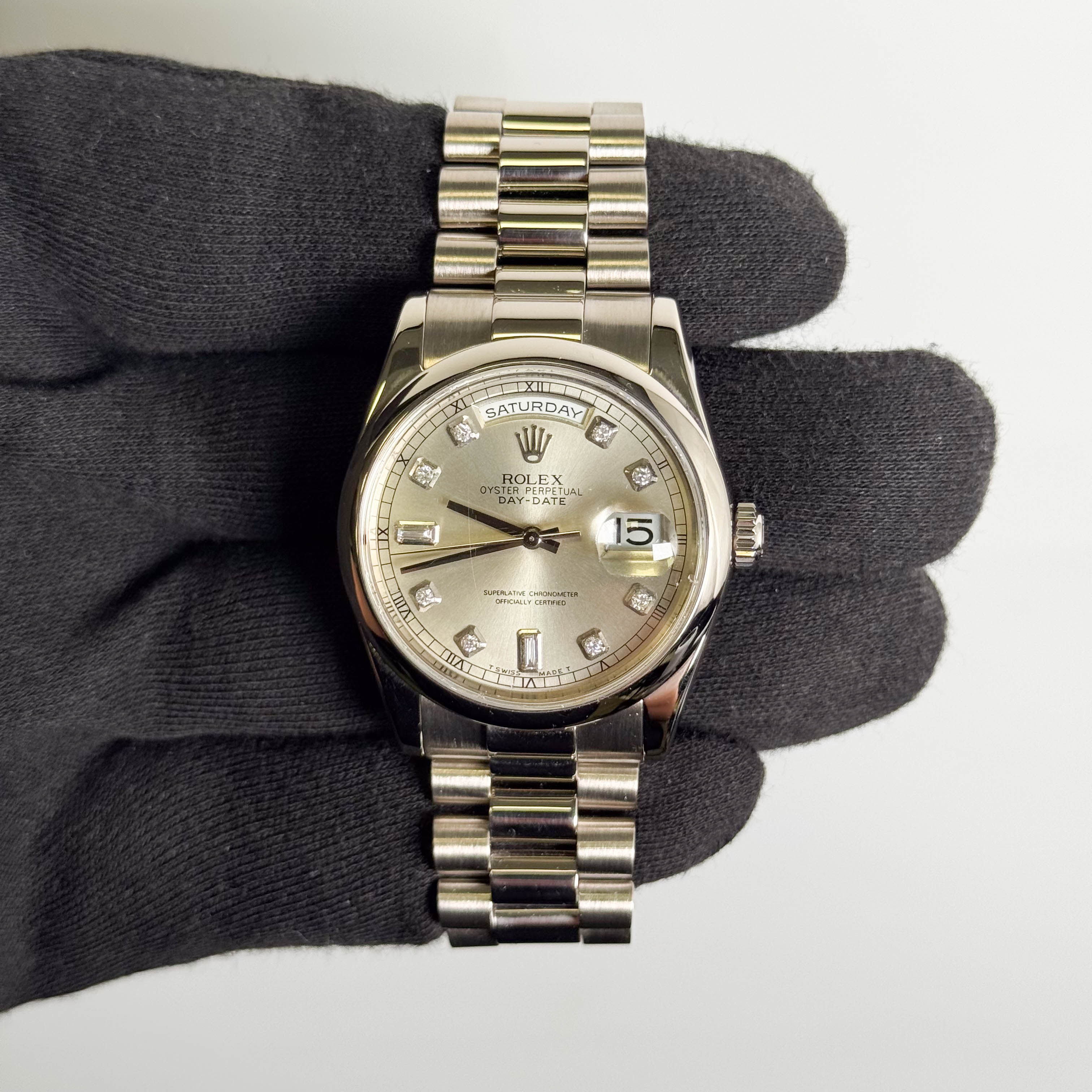 Rolex Day-Date 36mm Pave Dial Watch Reference# 118209