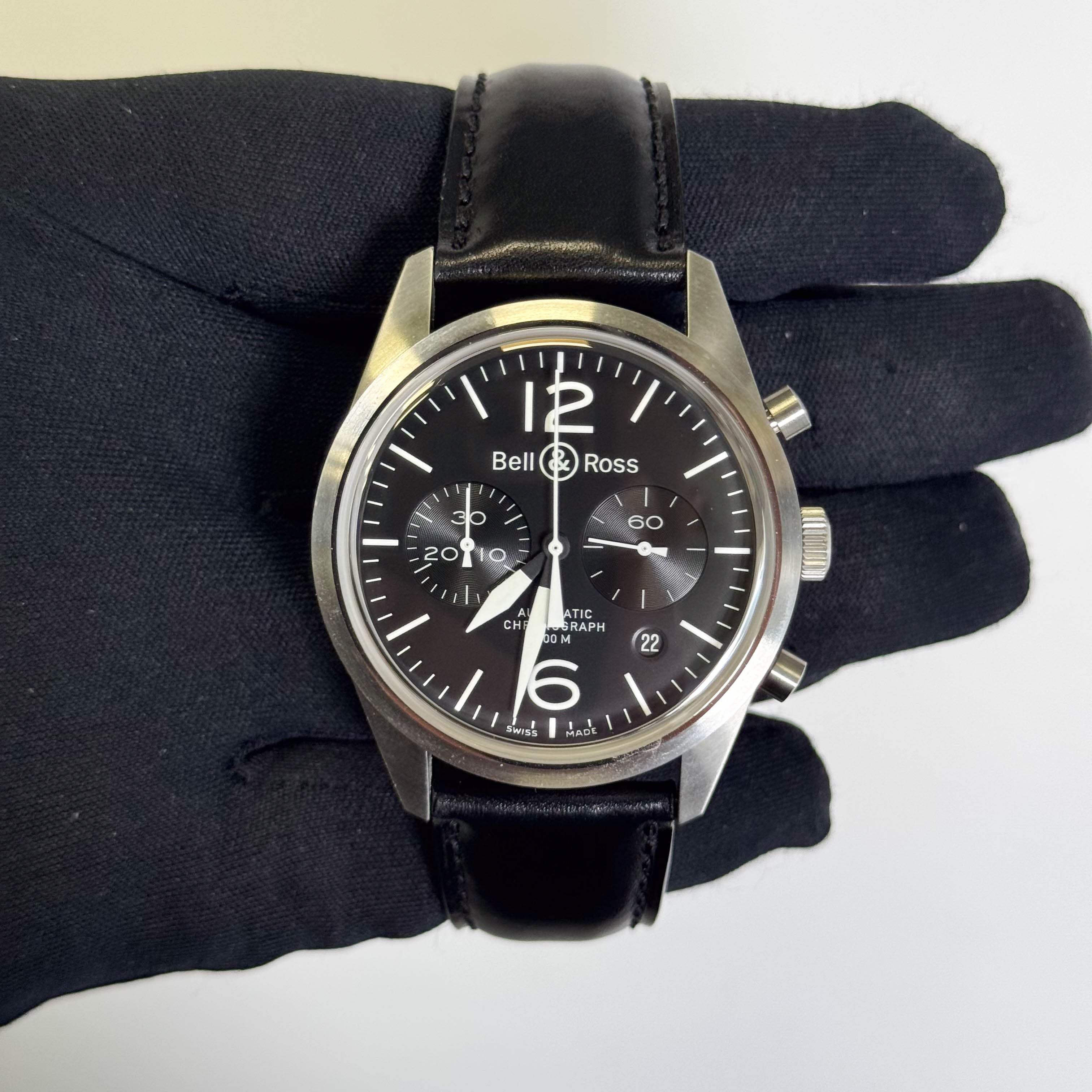 Bell & Ross Vintage 41mm Black Chronograph Watch Ref# BRV 126 - Happy Jewelers Fine Jewelry Lifetime Warranty