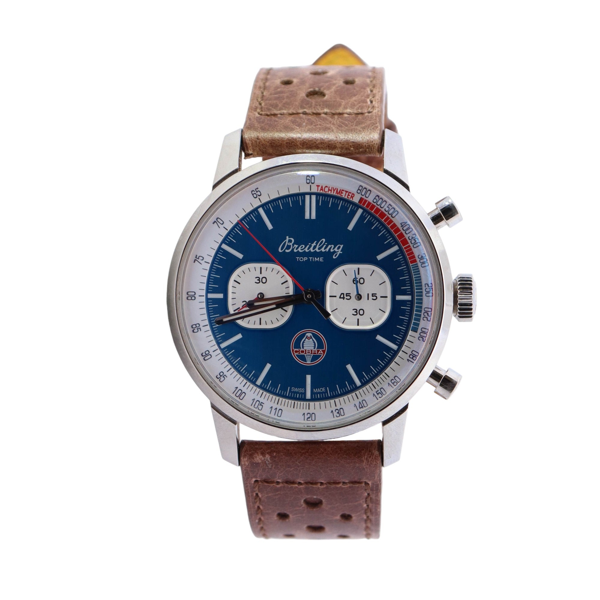 Breitling "Top Time Shelby Cobra" 43mm Stainless Steel Blue Chronograph Dial Watch Reference#: A41315A71C1X2 - Happy Jewelers Fine Jewelry Lifetime Warranty