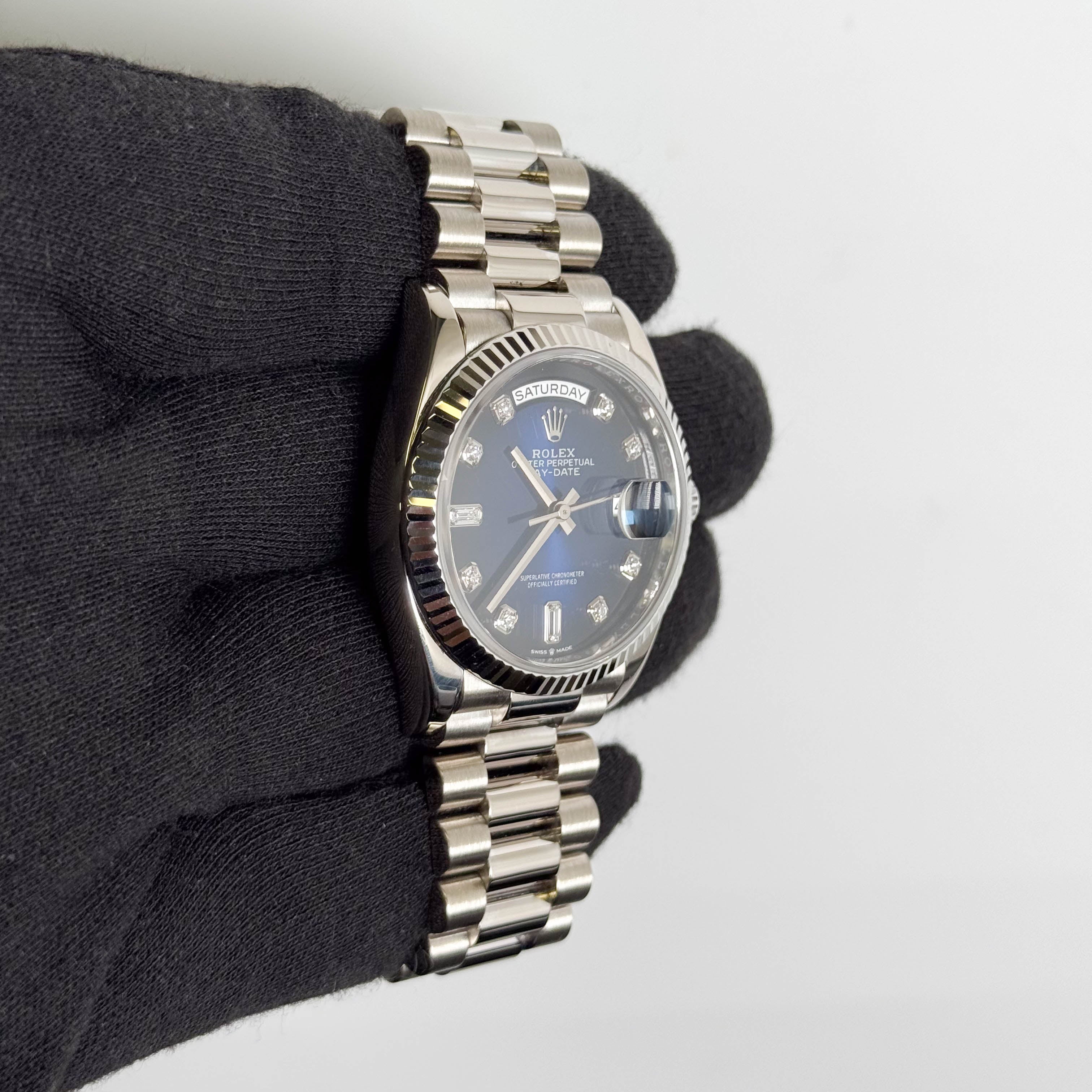 Rolex Day-Date 36mm Blue Ombre Dial Watch Ref# 128239