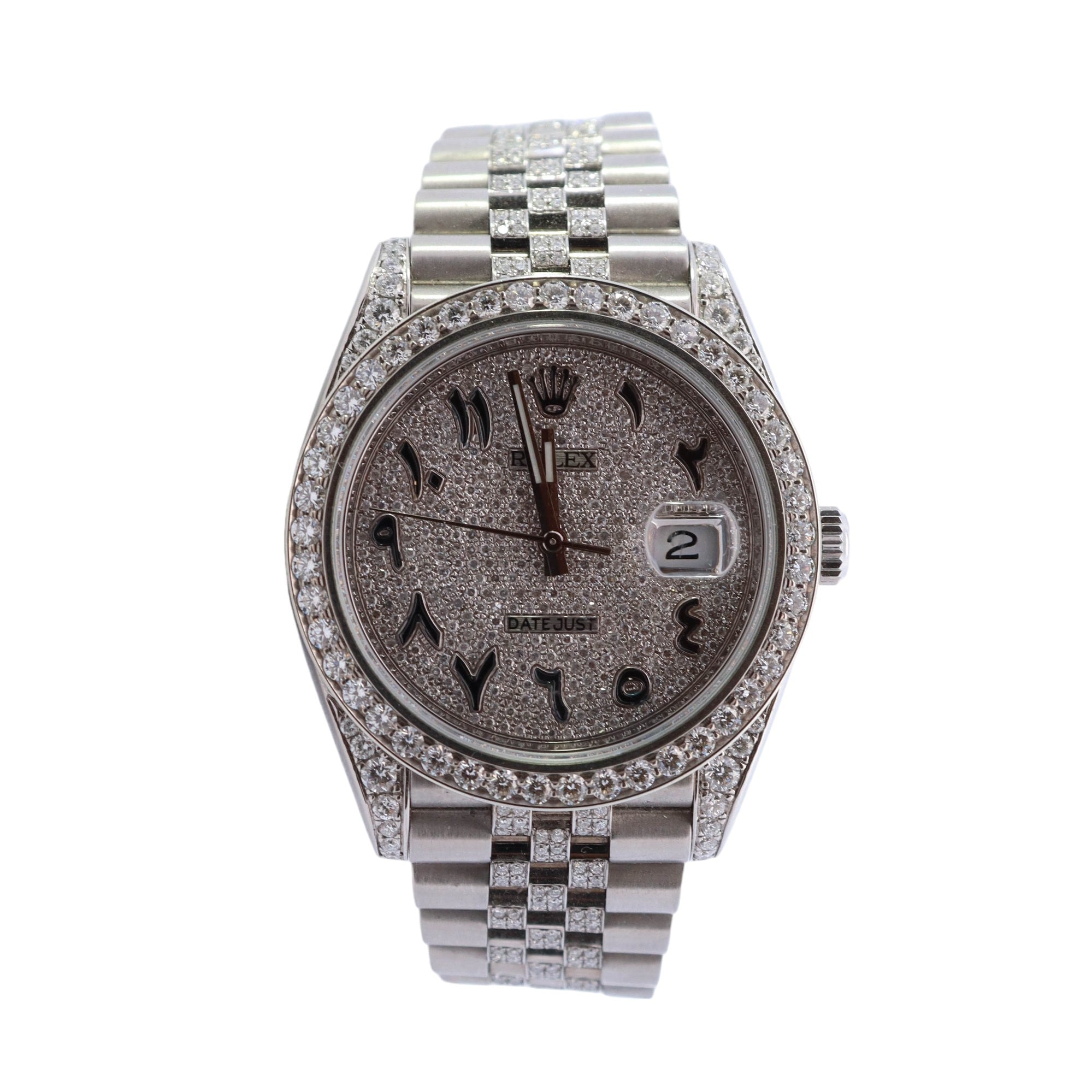 Rolex Datejust ICED OUT Stainless Steel 41mm Aftermarket Pave Arabic Numeral Dial Watch Reference# 126300 - Happy Jewelers Fine Jewelry Lifetime Warranty