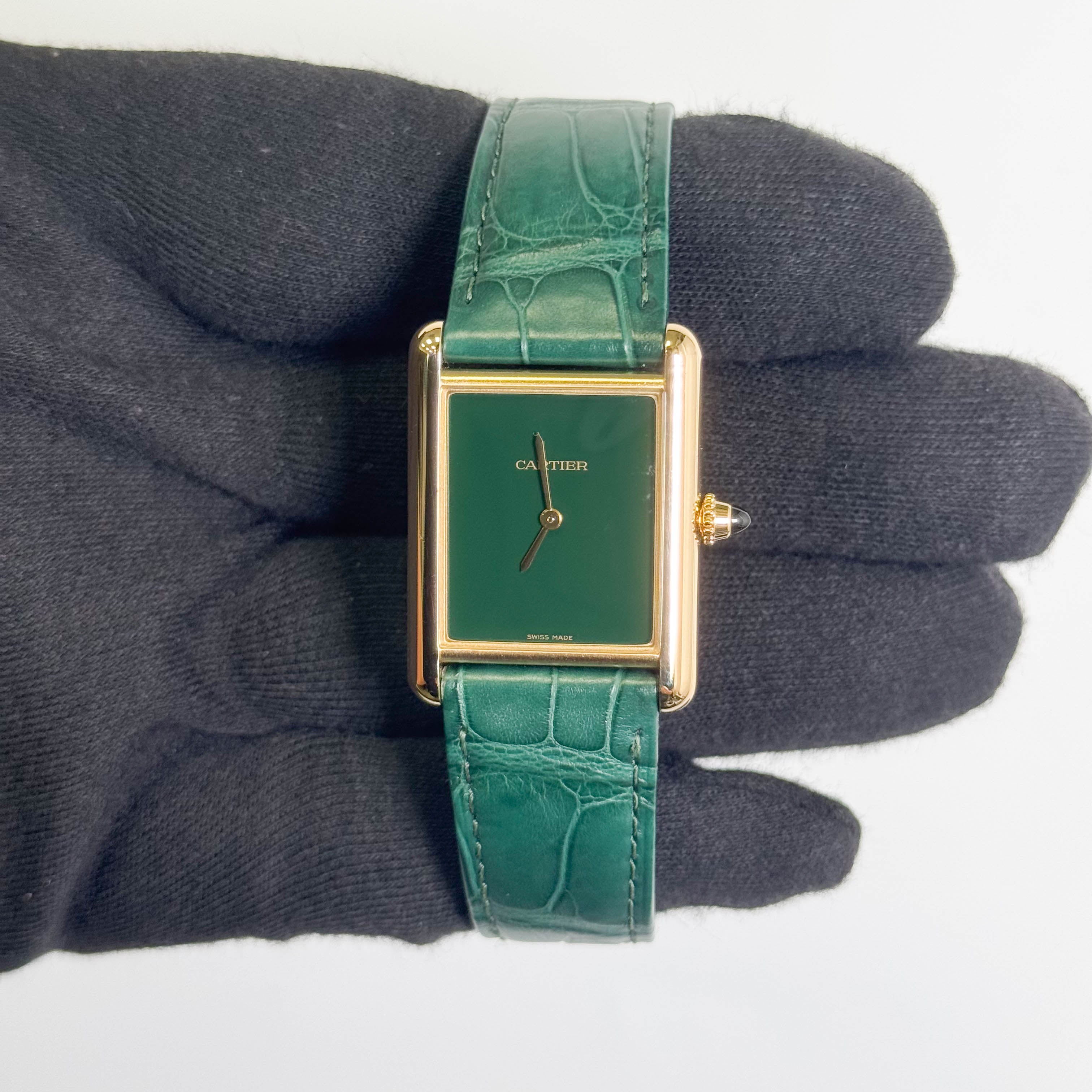 Cartier Tank Louis 33.7 x 25.5mm Green Dial Watch Ref# WGTA0191