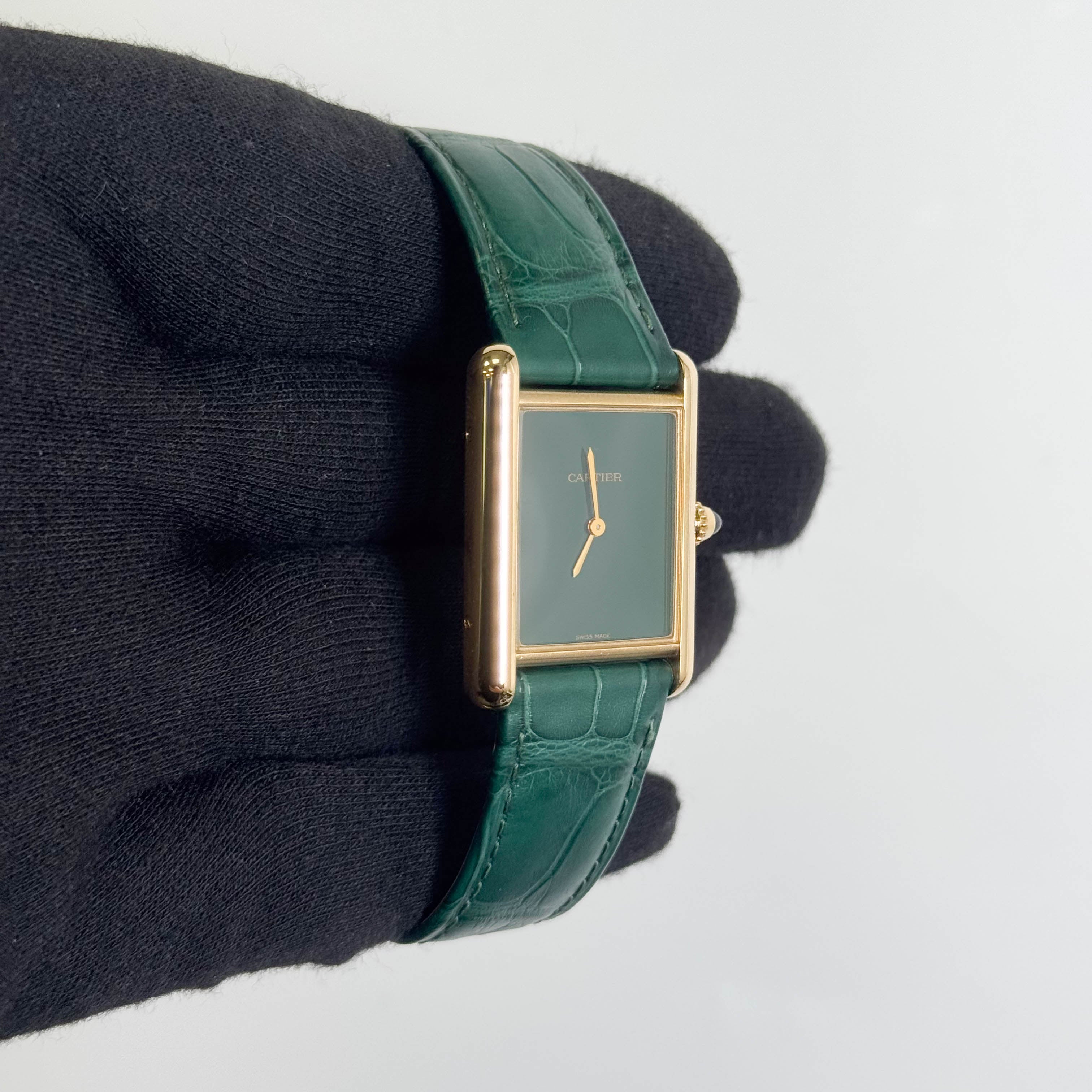 Cartier Tank Louis 33.7 x 25.5mm Green Dial Watch Ref# WGTA0191