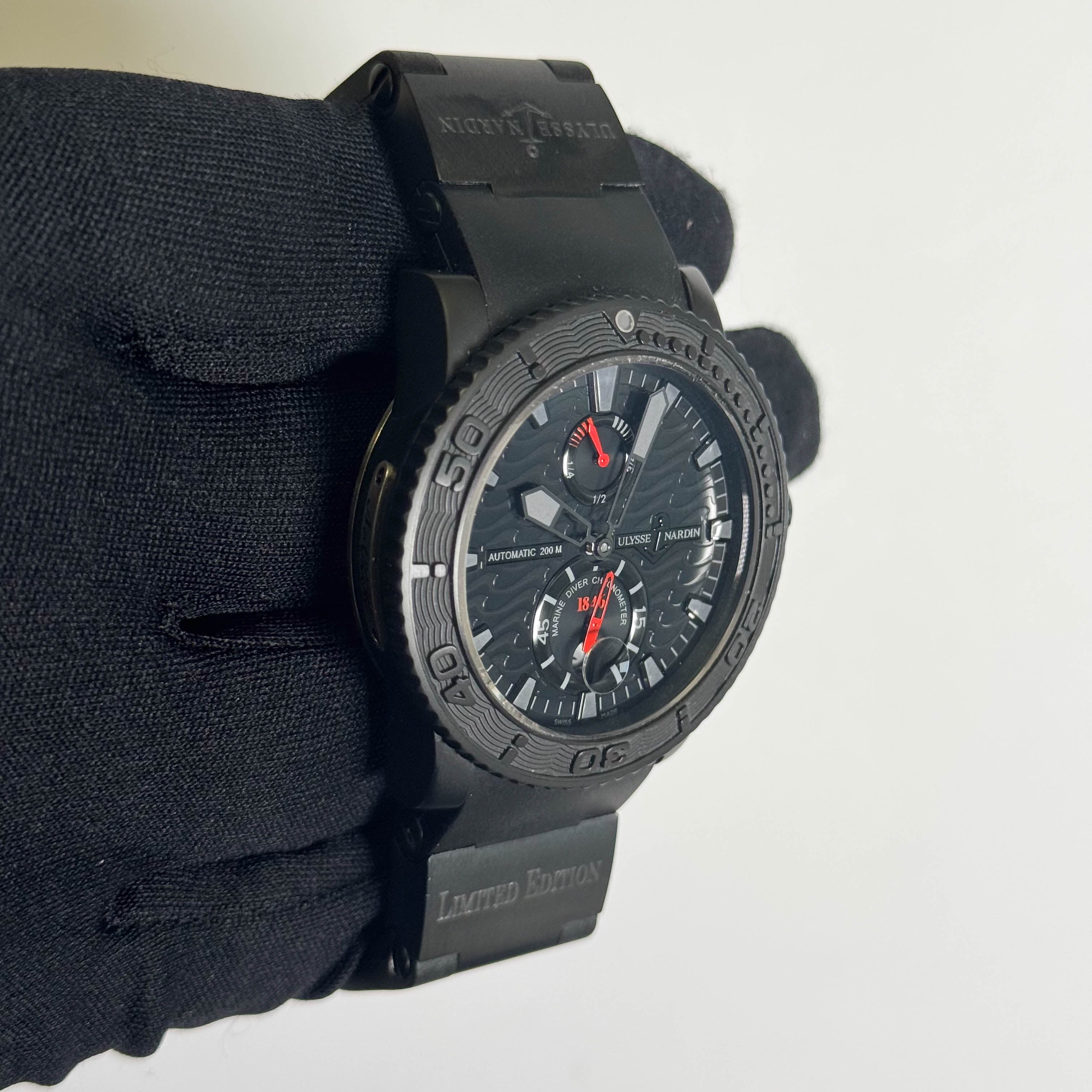Ulysse Nardin Marine Black Ocean 42.7mm Black DLC Coated Stainless Steel Black Dial Watch Ref# 263-38LE-3 - Happy Jewelers Fine Jewelry Lifetime Warranty