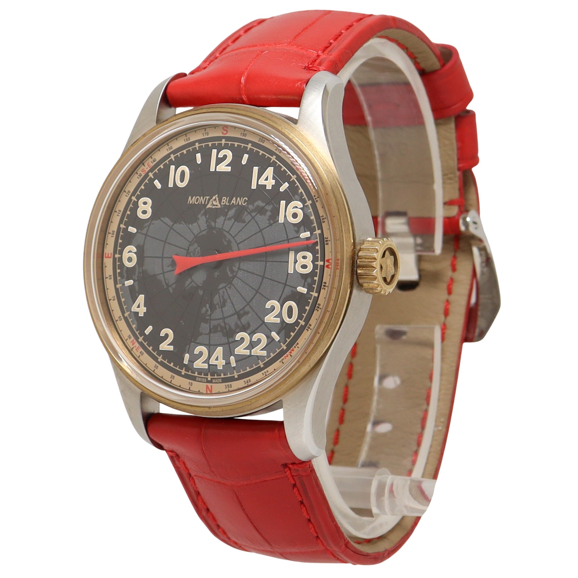 Montblanc 1858 Automatic 24H Stainless Steel 42mm Black Northern Hemisphere Dial Watch Reference# 126007 - Happy Jewelers Fine Jewelry Lifetime Warranty