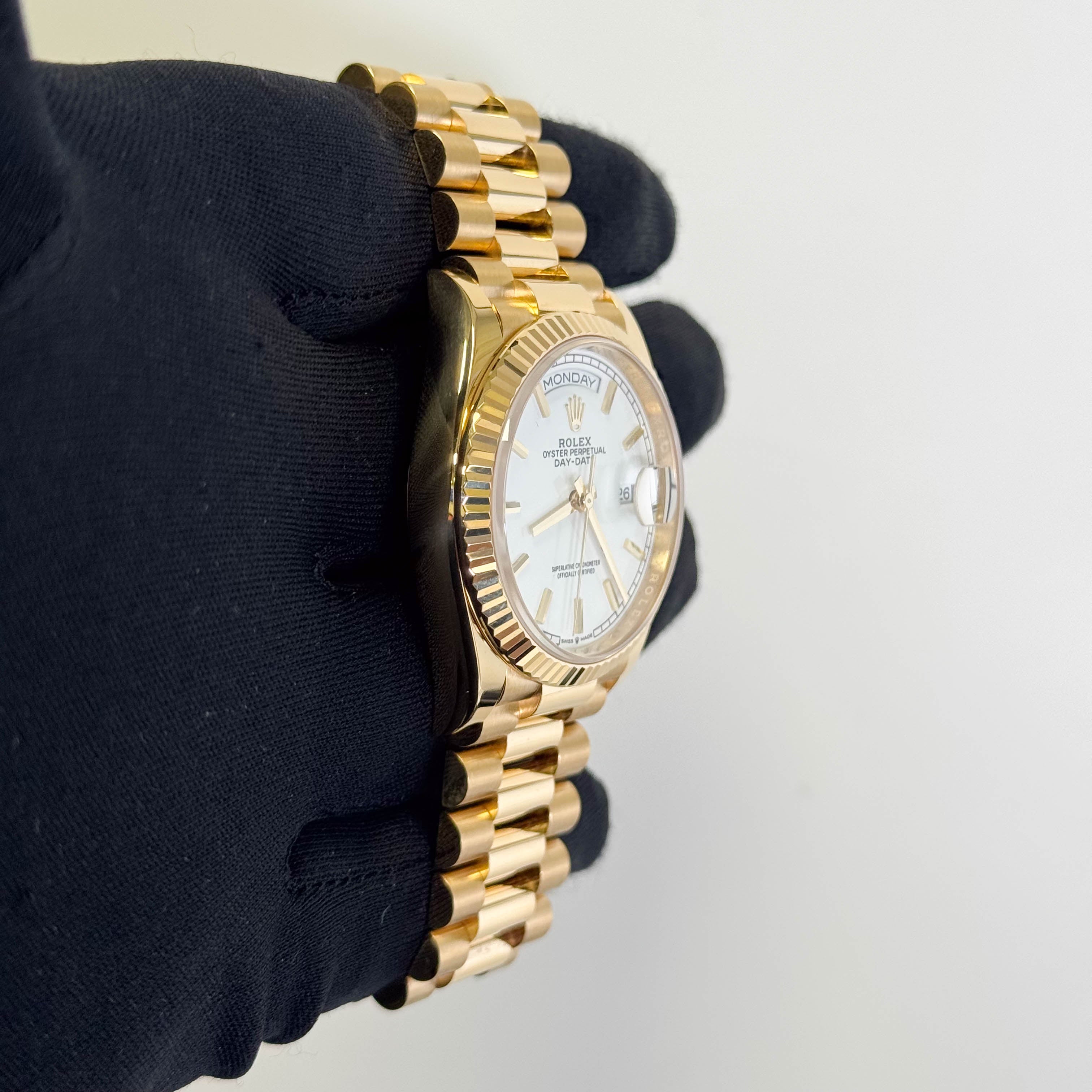 Rolex Day-Date 36mm White Dial Watch Ref# 128238 - Happy Jewelers Fine Jewelry Lifetime Warranty