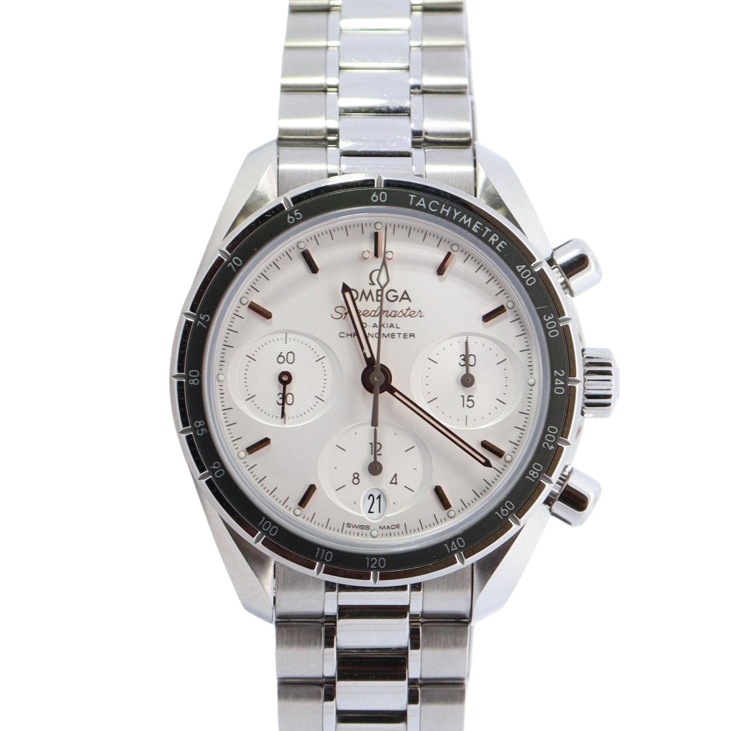 Omega Speedmaster 38mm White Dial Watch Ref# 324.30.38.50.02.001 - Happy Jewelers Fine Jewelry Lifetime Warranty