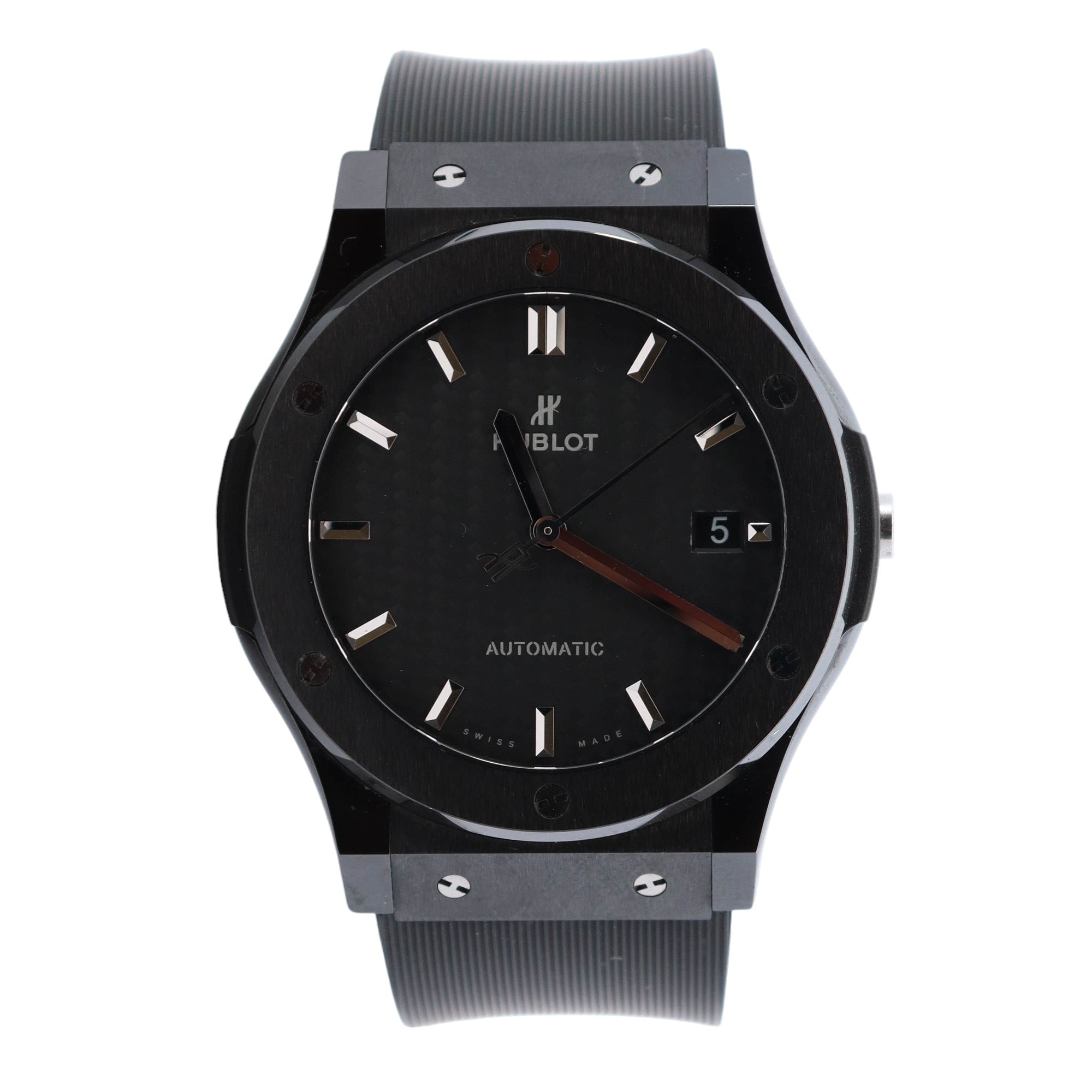 Hublot Classic Fusion Black Magic Black Ceramic 45mm Black Stick Dial Watch Reference #: 511.CM.1171.RX - Happy Jewelers Fine Jewelry Lifetime Warranty