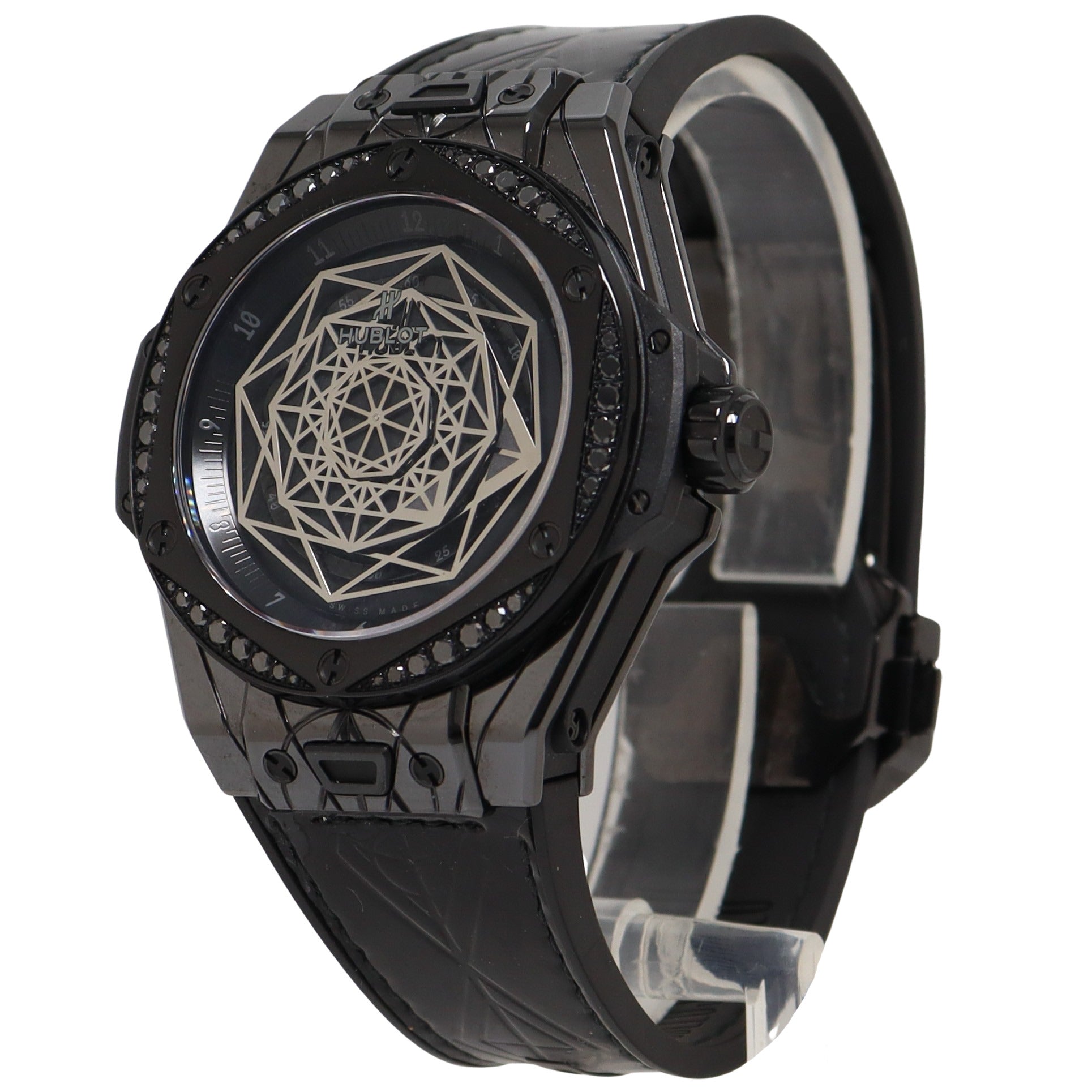 Hublot Big Bang Sang Bleu Black Ceramic 39mm Black Hexagonal Dial Watch Reference# 465.CS.1114.VR.1200.MXM18 - Happy Jewelers Fine Jewelry Lifetime Warranty