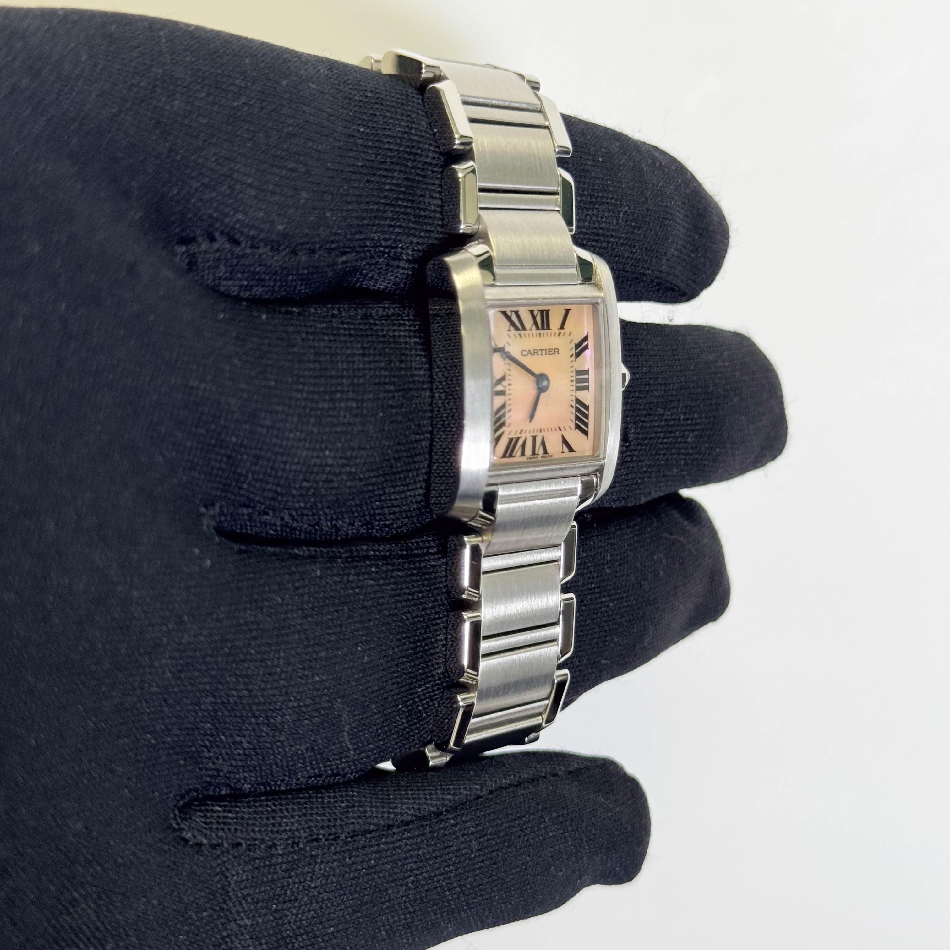 Cartier Tank Francaise 20mm Pink MOP Dial Watch Ref# W51028Q3