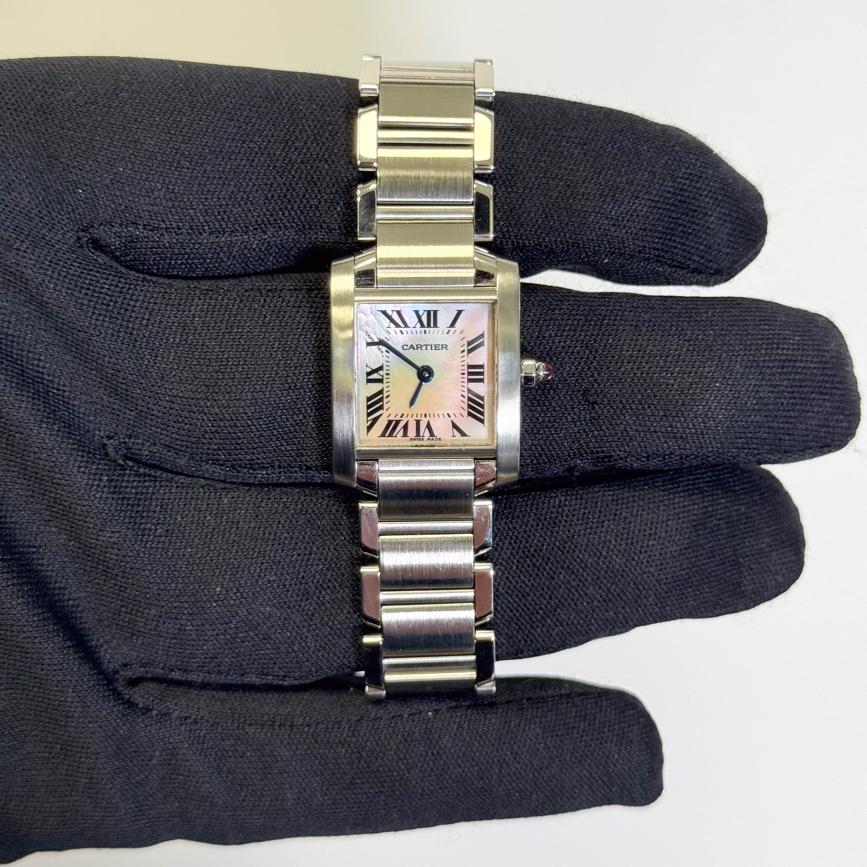 Cartier Tank Francaise 20mm Pink MOP Dial Watch Ref# W51028Q3