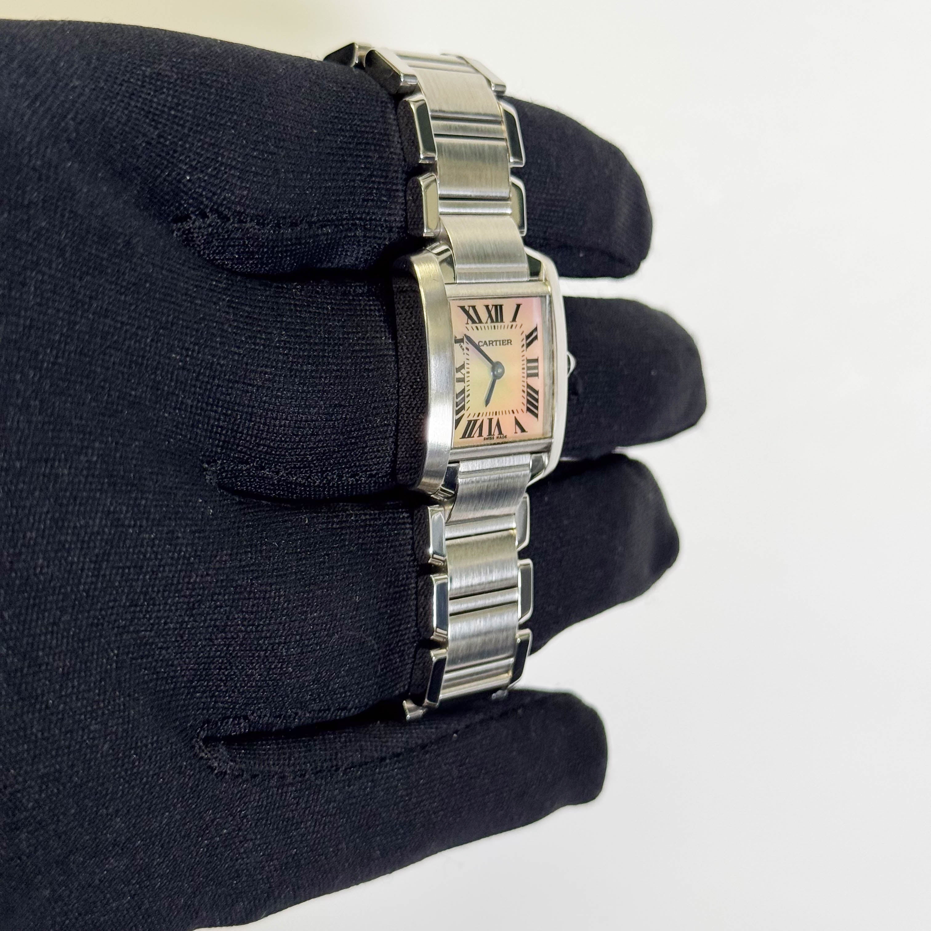 Cartier Tank Francaise 20mm Pink MOP Dial Watch Ref# W51028Q3