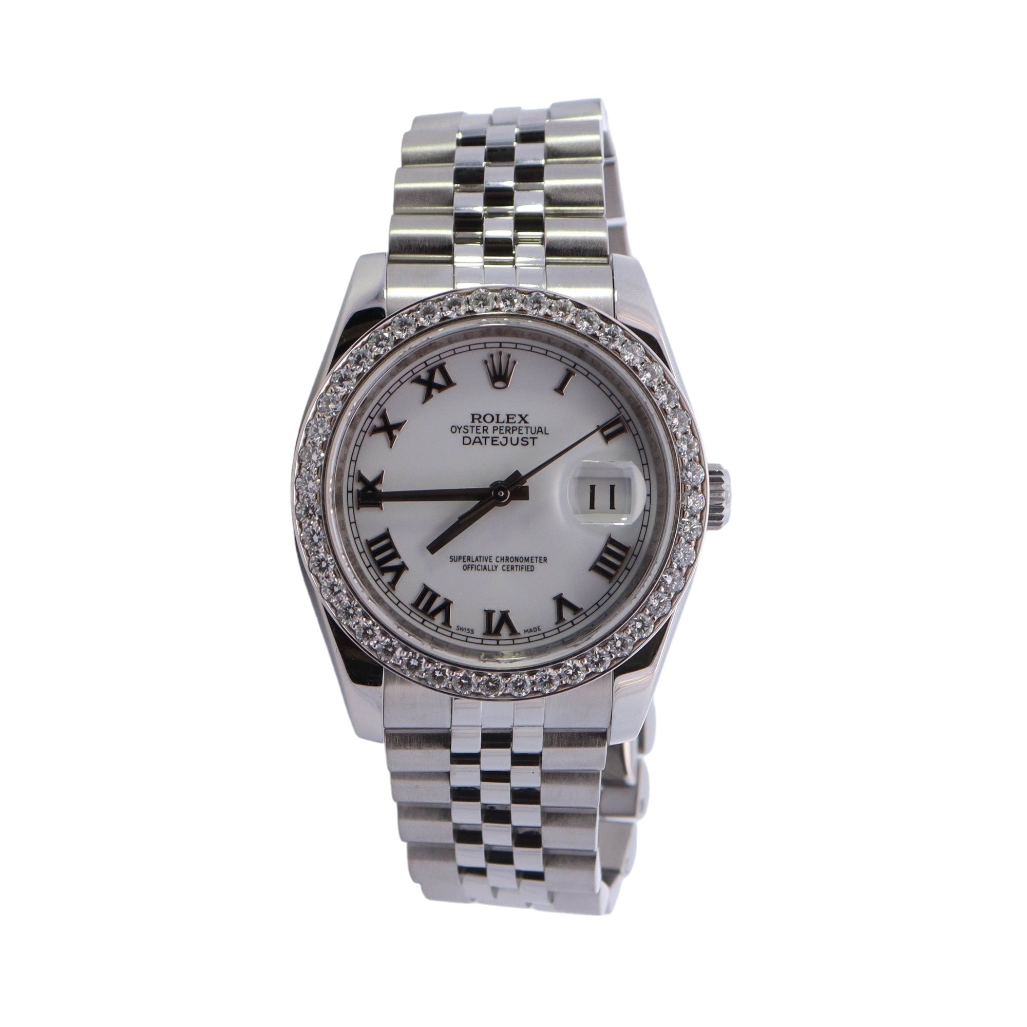 Rolex Datejust Stainless Steel 36mm White Roman Dial Watch Ref# 116234 - Happy Jewelers Fine Jewelry Lifetime Warranty