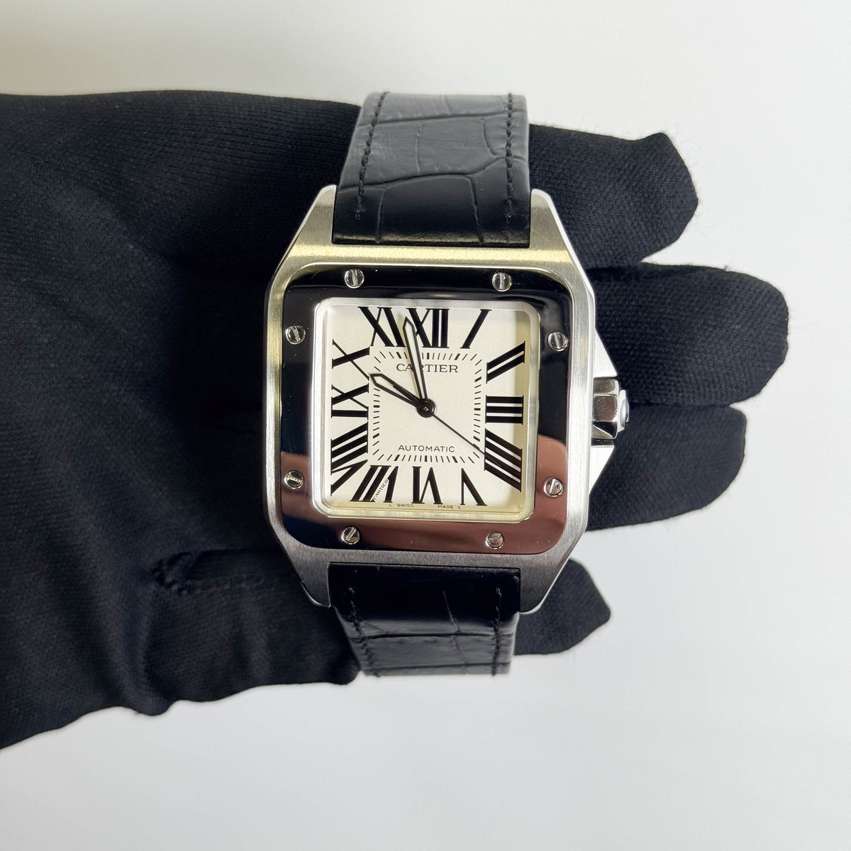 Cartier Santos 41.3mm Silver Dial Watch Ref# W20073X8